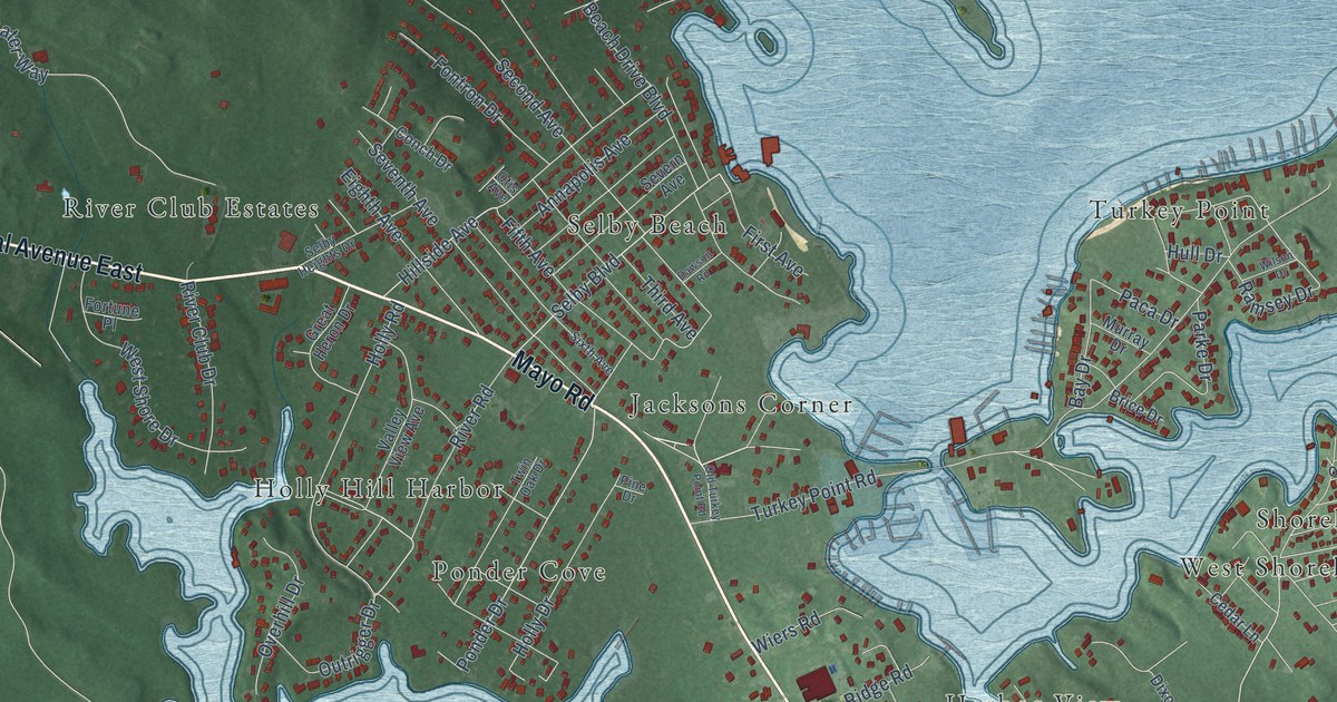 Map of Mayo, Maryland in 2026