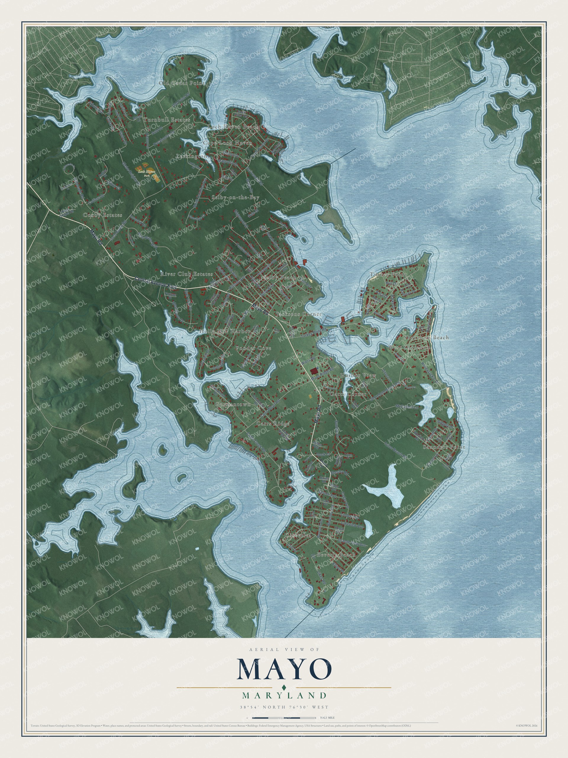 Watermarked full-map preview of Mayo, Maryland