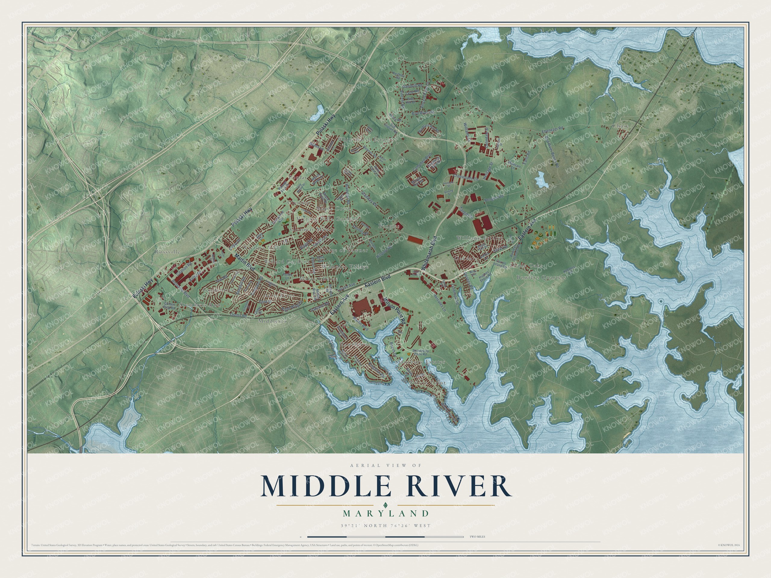Watermarked full-map preview of Middle River, Maryland