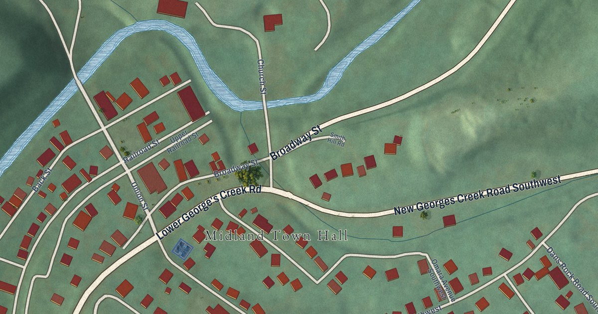 Map of Midland, Maryland in 2026