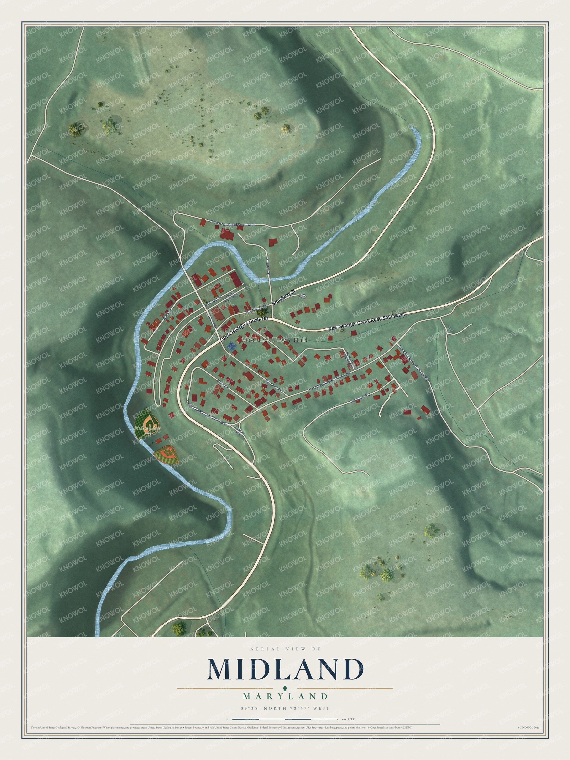 Watermarked full-map preview of Midland, Maryland