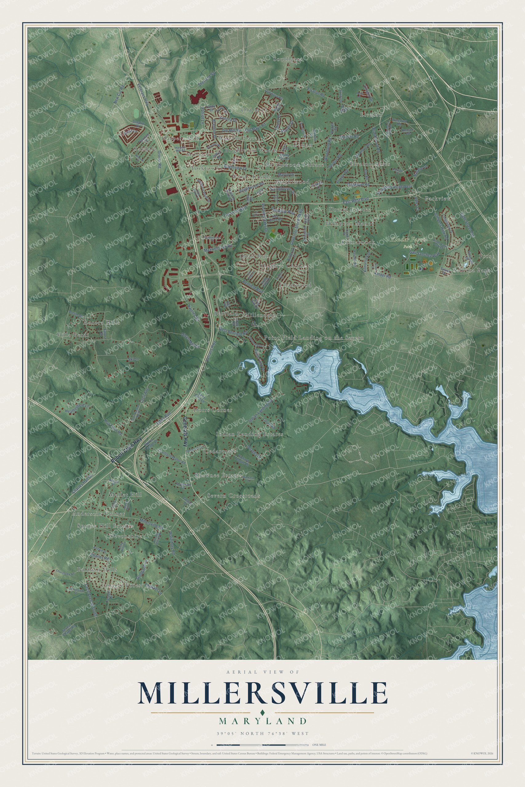Watermarked full-map preview of Millersville, Maryland