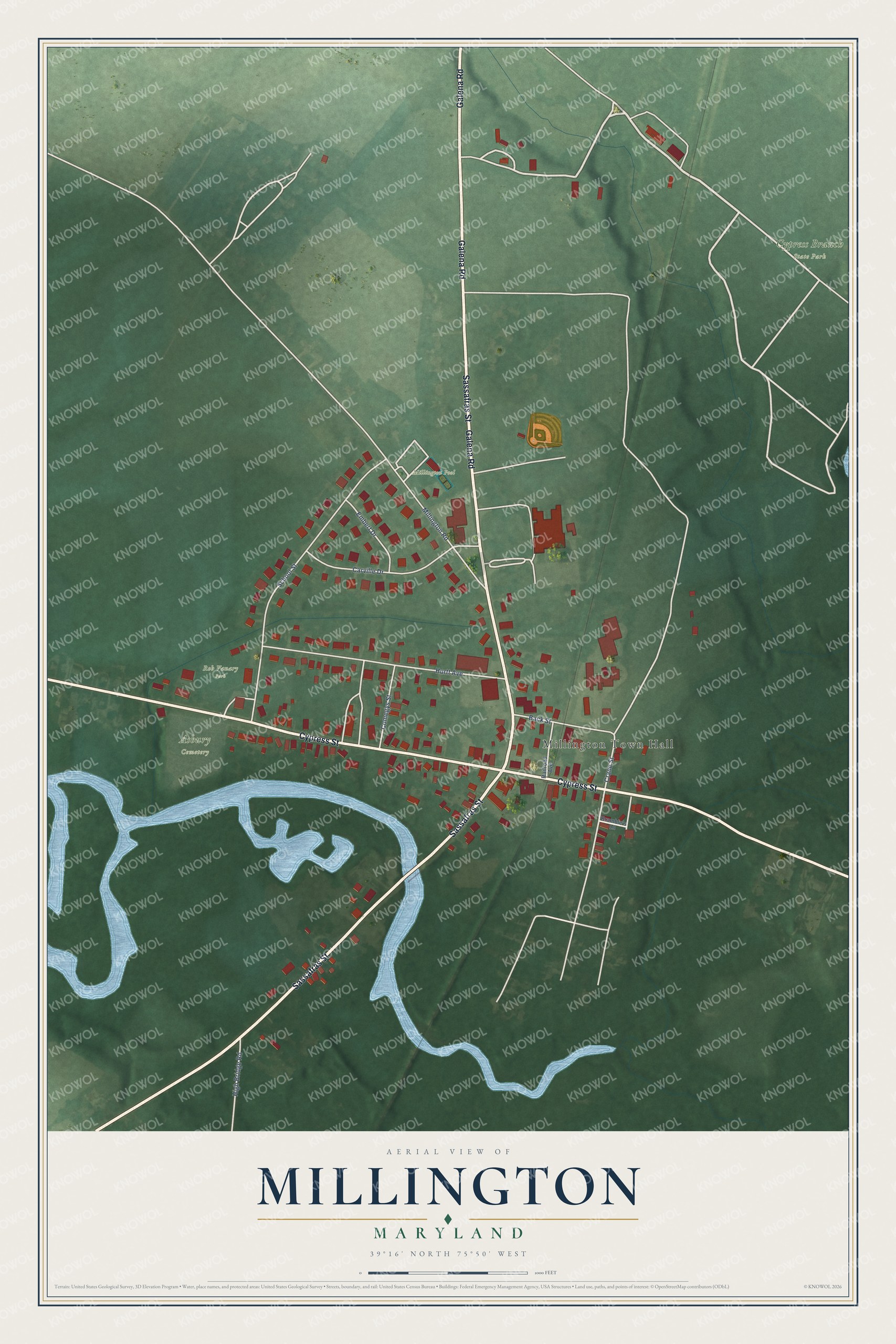 Watermarked full-map preview of Millington, Maryland