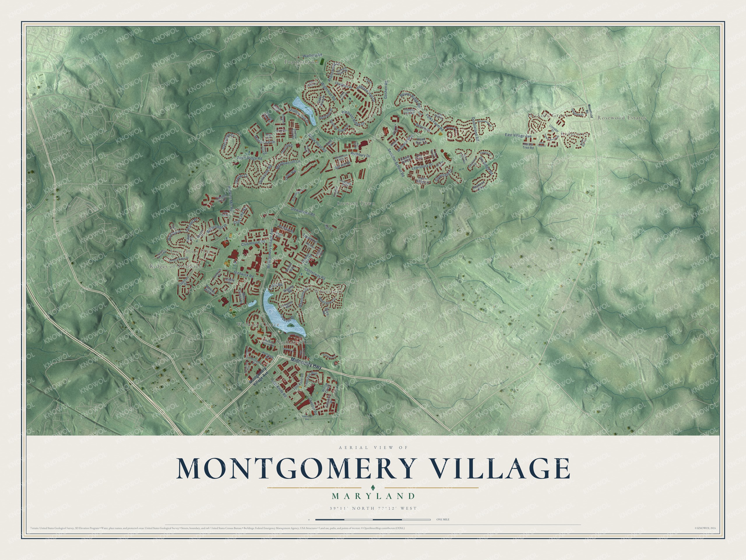 Watermarked full-map preview of Montgomery Village, Maryland