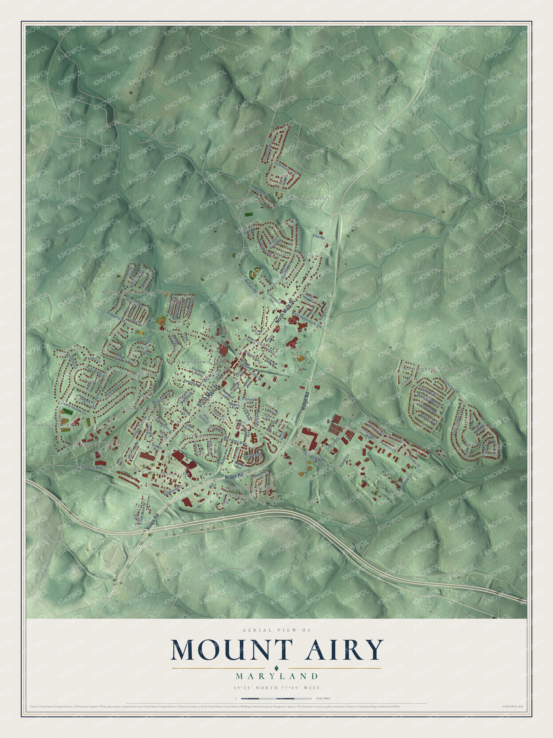 Watermarked full-map preview of Mount Airy, Maryland