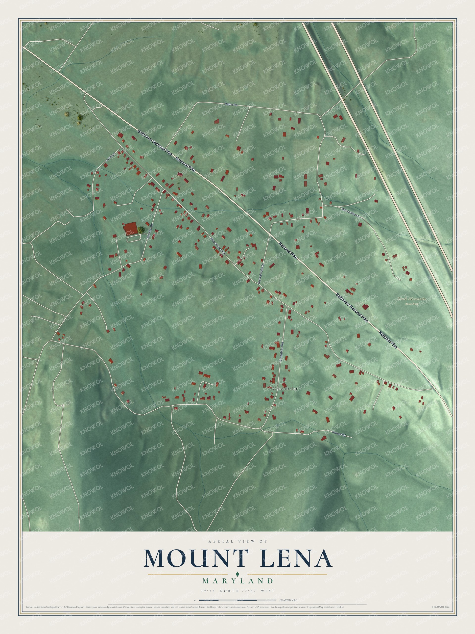 Watermarked full-map preview of Mount Lena, Maryland