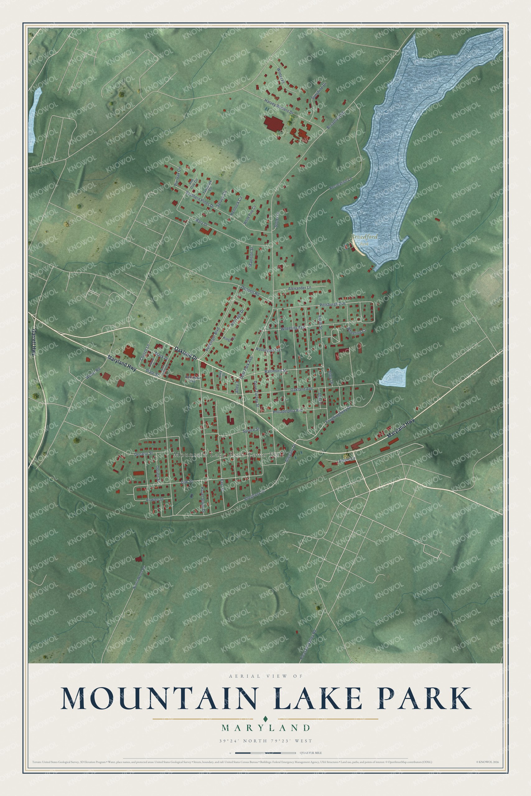 Watermarked full-map preview of Mountain Lake Park, Maryland