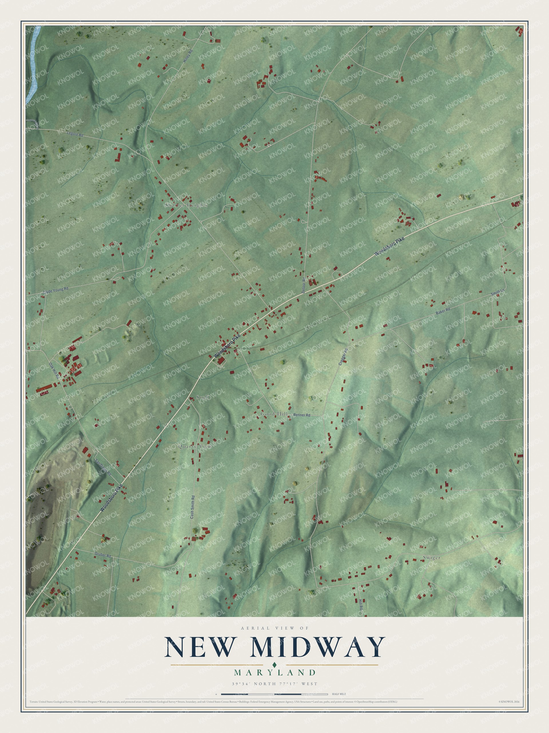 Watermarked full-map preview of New Midway, Maryland