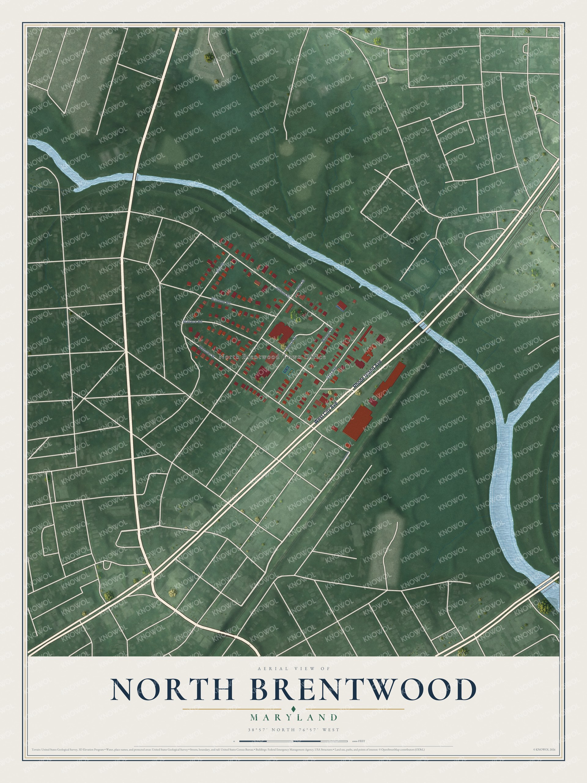 Watermarked full-map preview of North Brentwood, Maryland