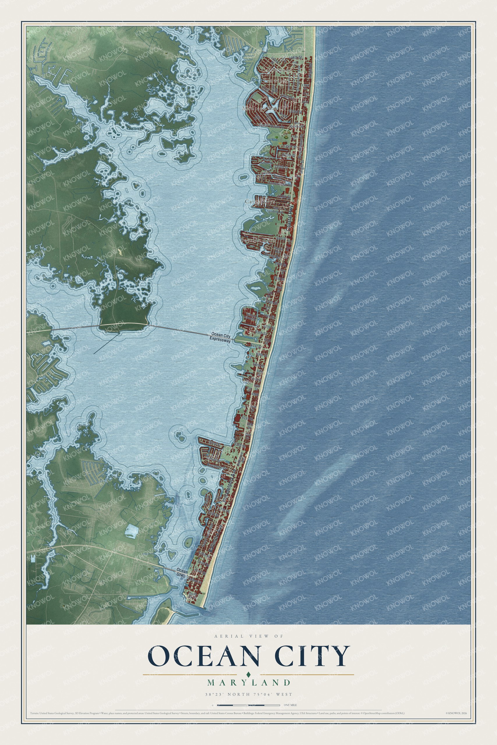 Watermarked full-map preview of Ocean City, Maryland