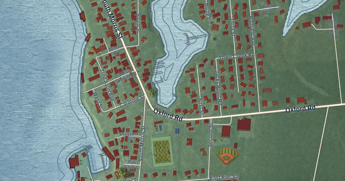 Map of Oxford, Maryland in 2026