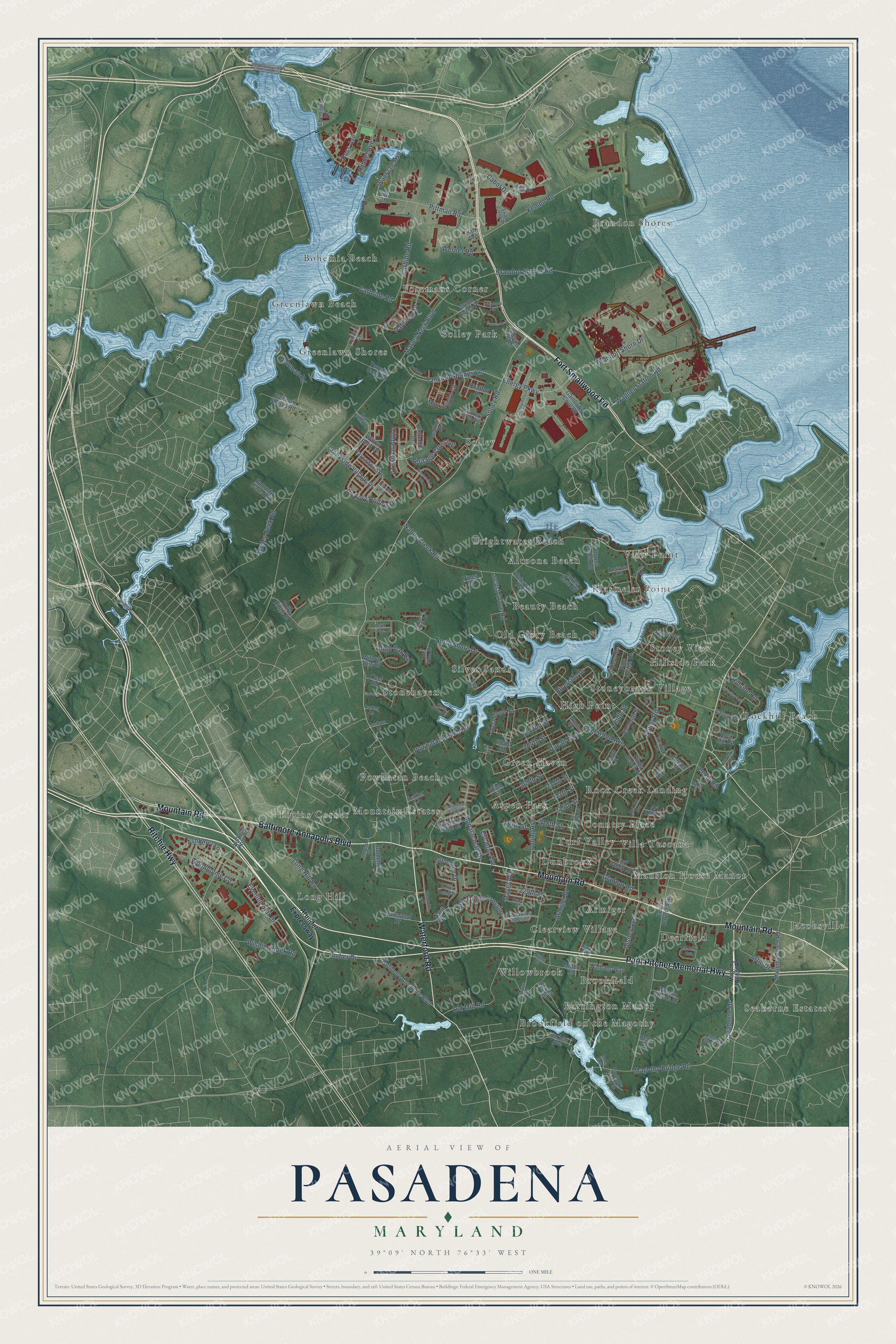 Watermarked full-map preview of Pasadena, Maryland