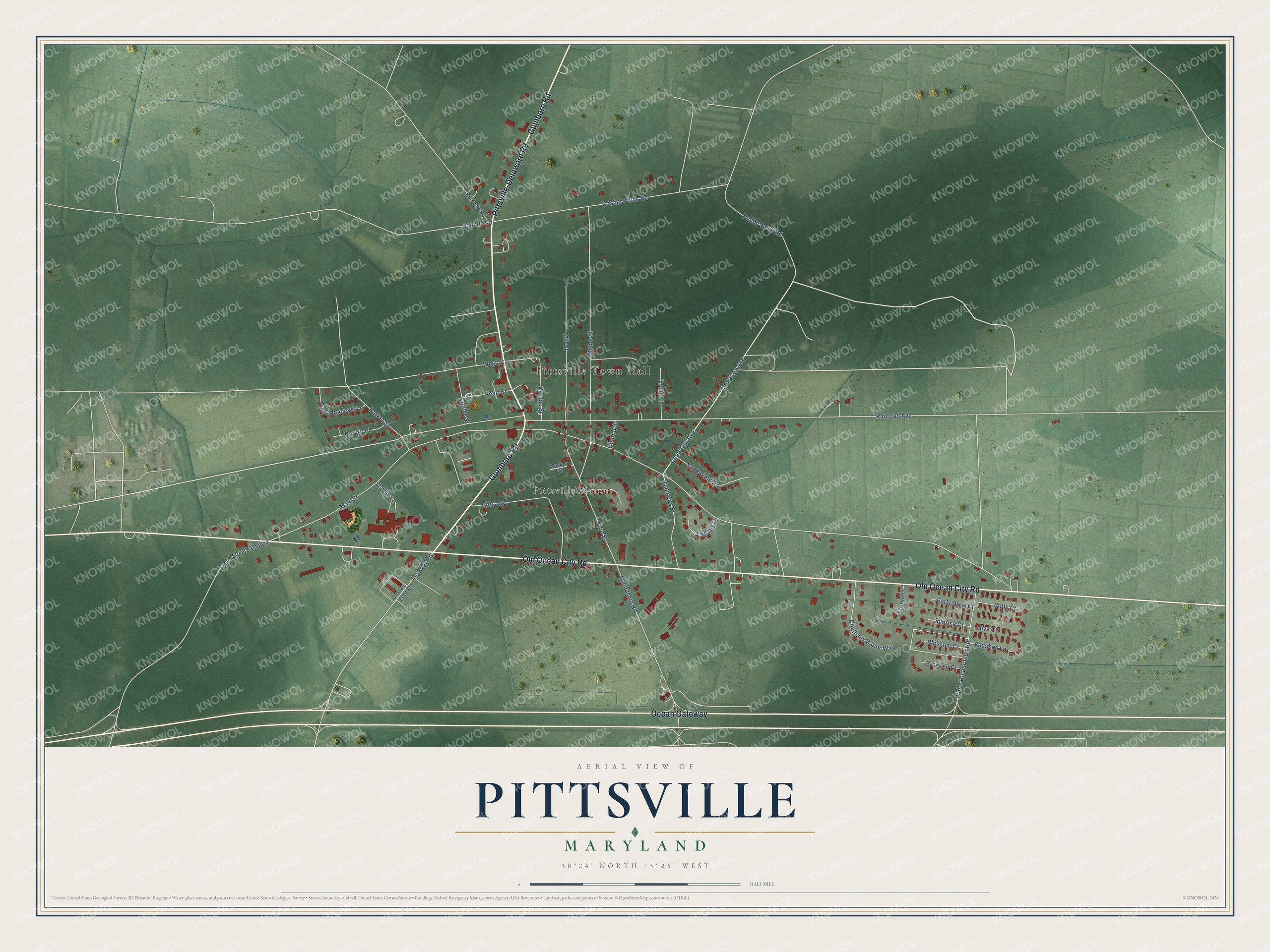Watermarked full-map preview of Pittsville, Maryland