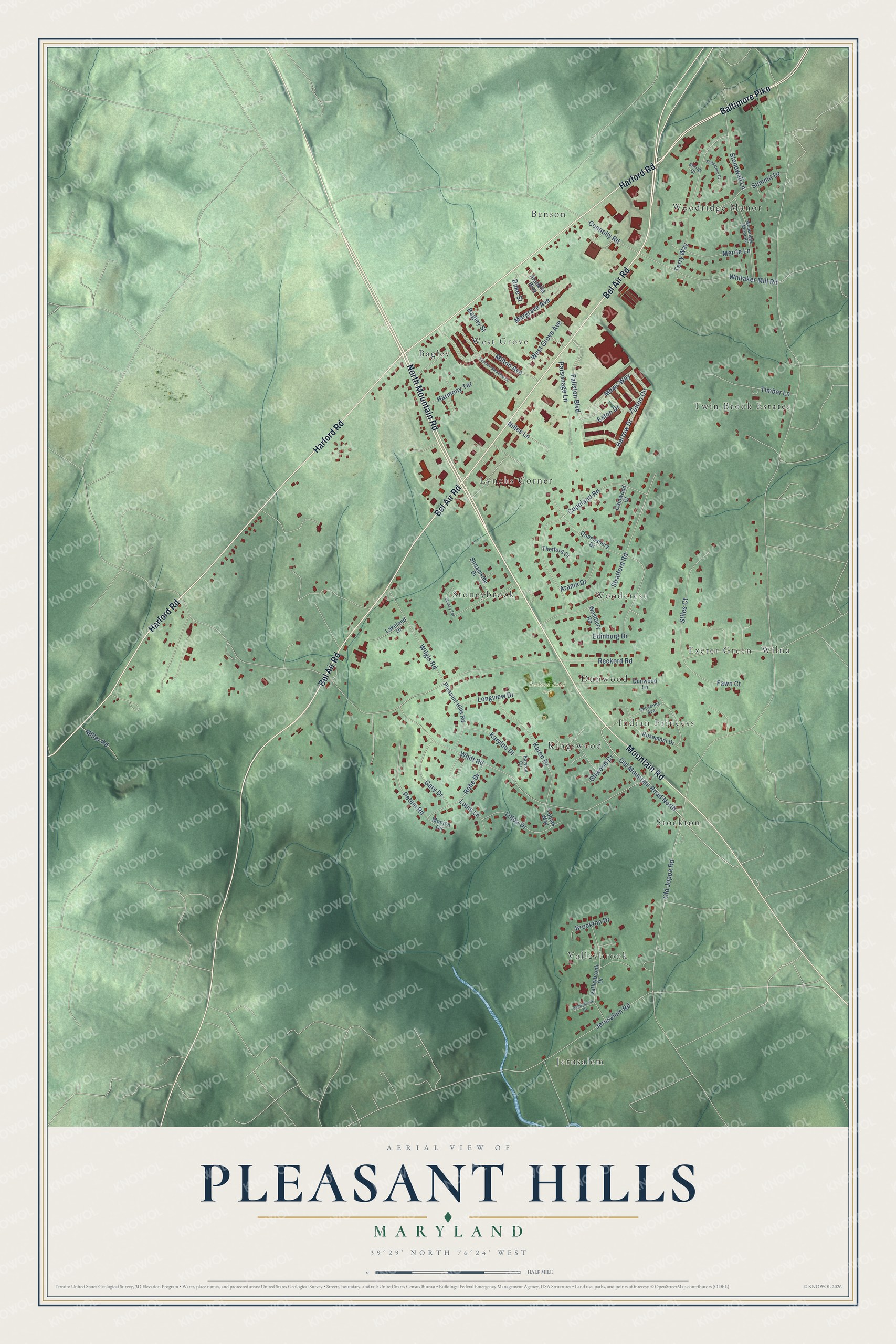 Watermarked full-map preview of Pleasant Hills, Maryland