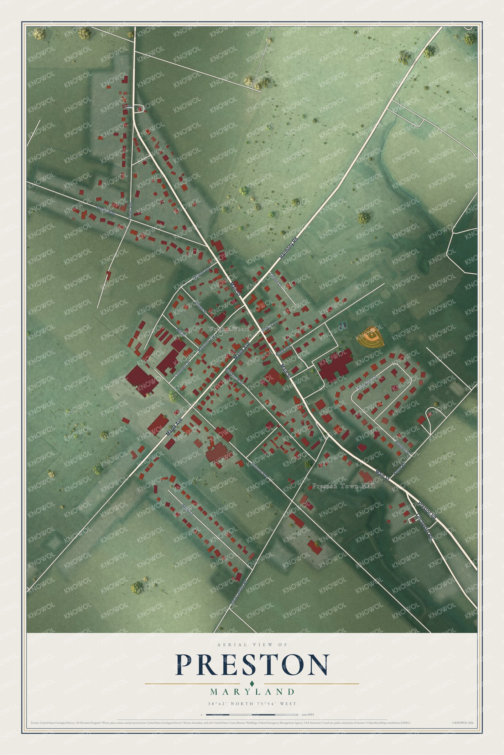 Watermarked full-map preview of Preston, Maryland