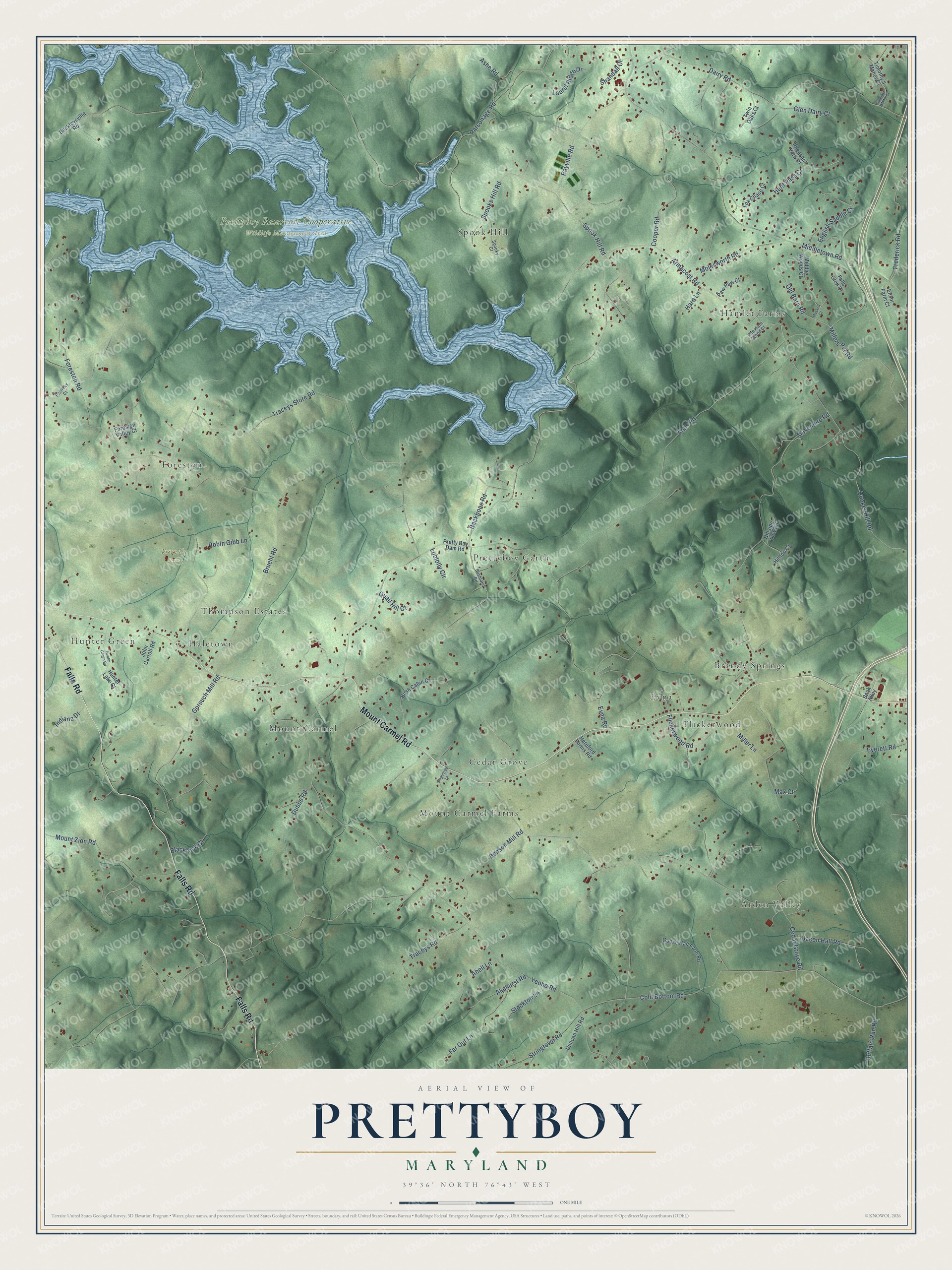 Watermarked full-map preview of Prettyboy, Maryland