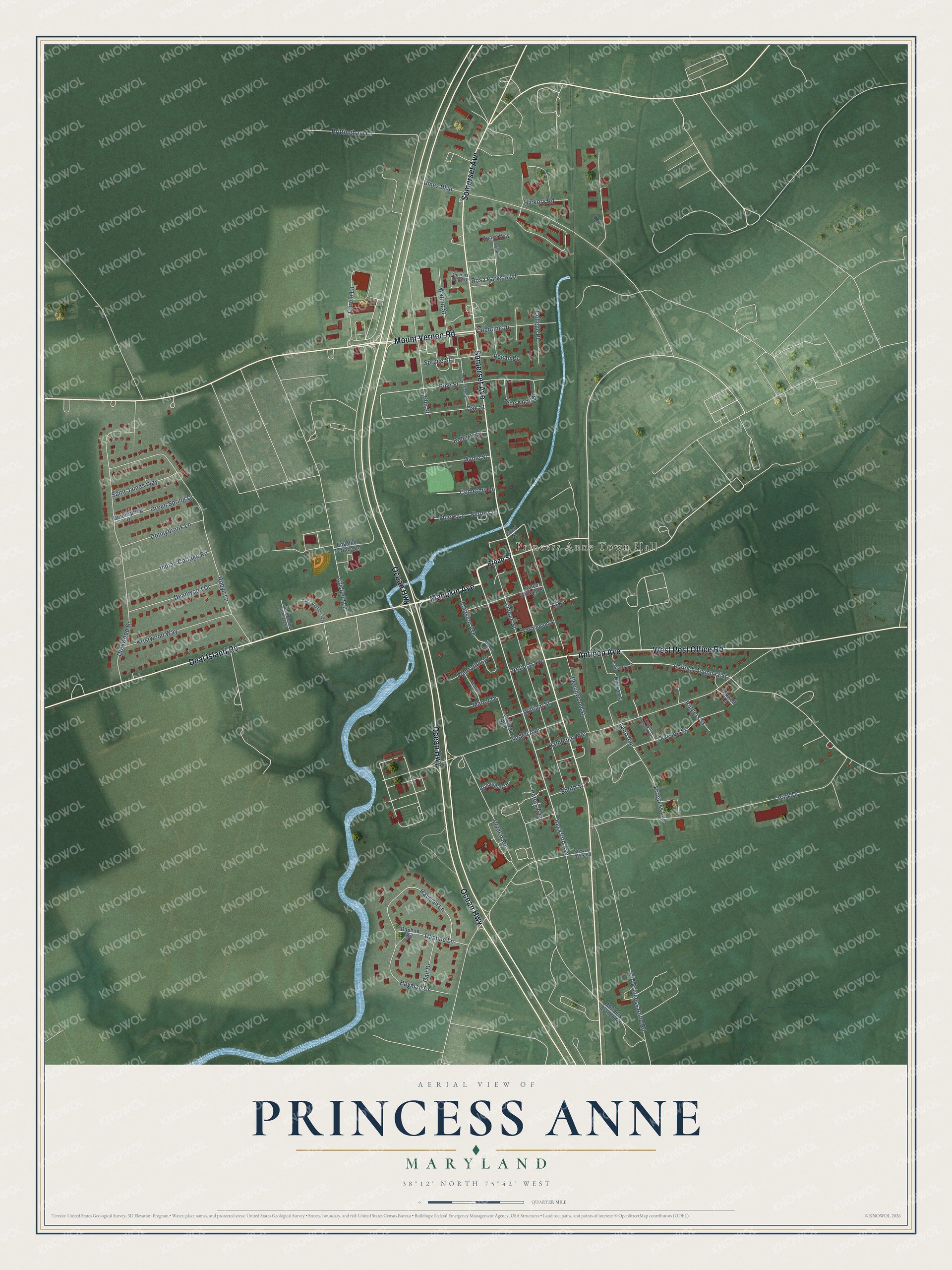 Watermarked full-map preview of Princess Anne, Maryland