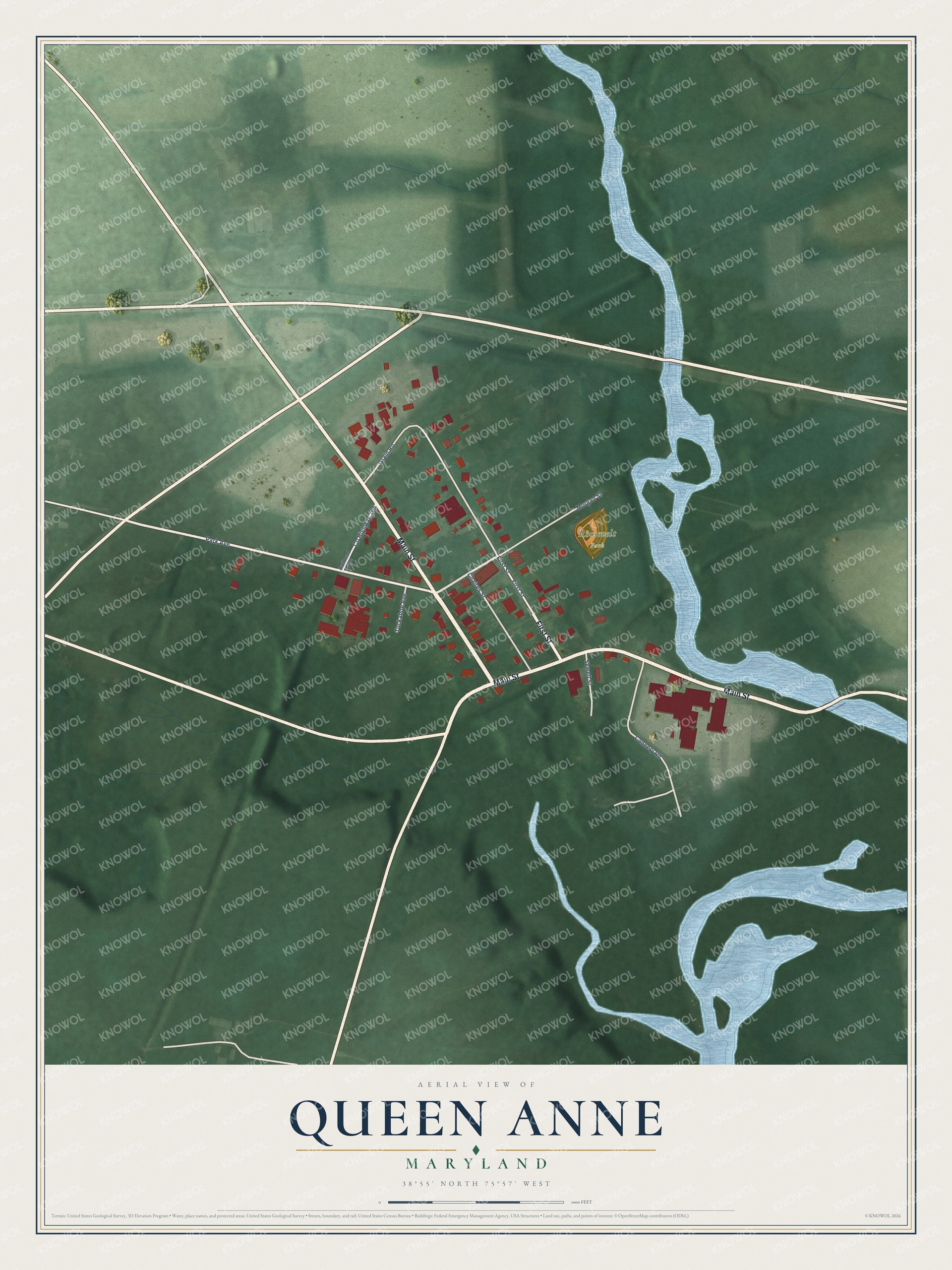 Watermarked full-map preview of Queen Anne, Maryland
