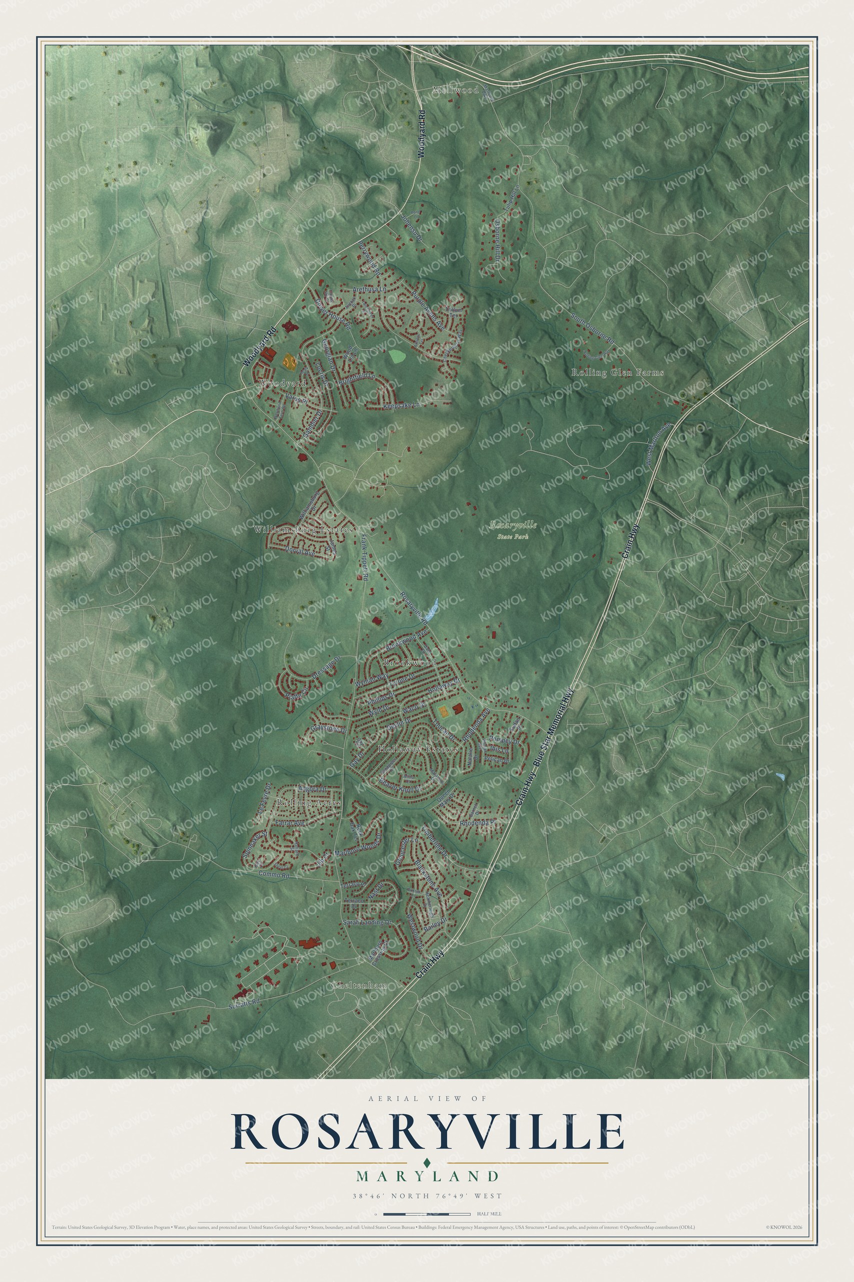 Watermarked full-map preview of Rosaryville, Maryland