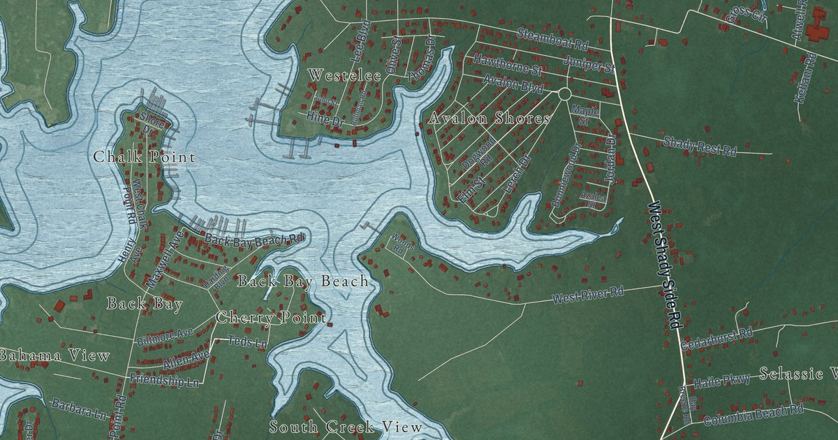 Map of Shady Side, Maryland in 2026