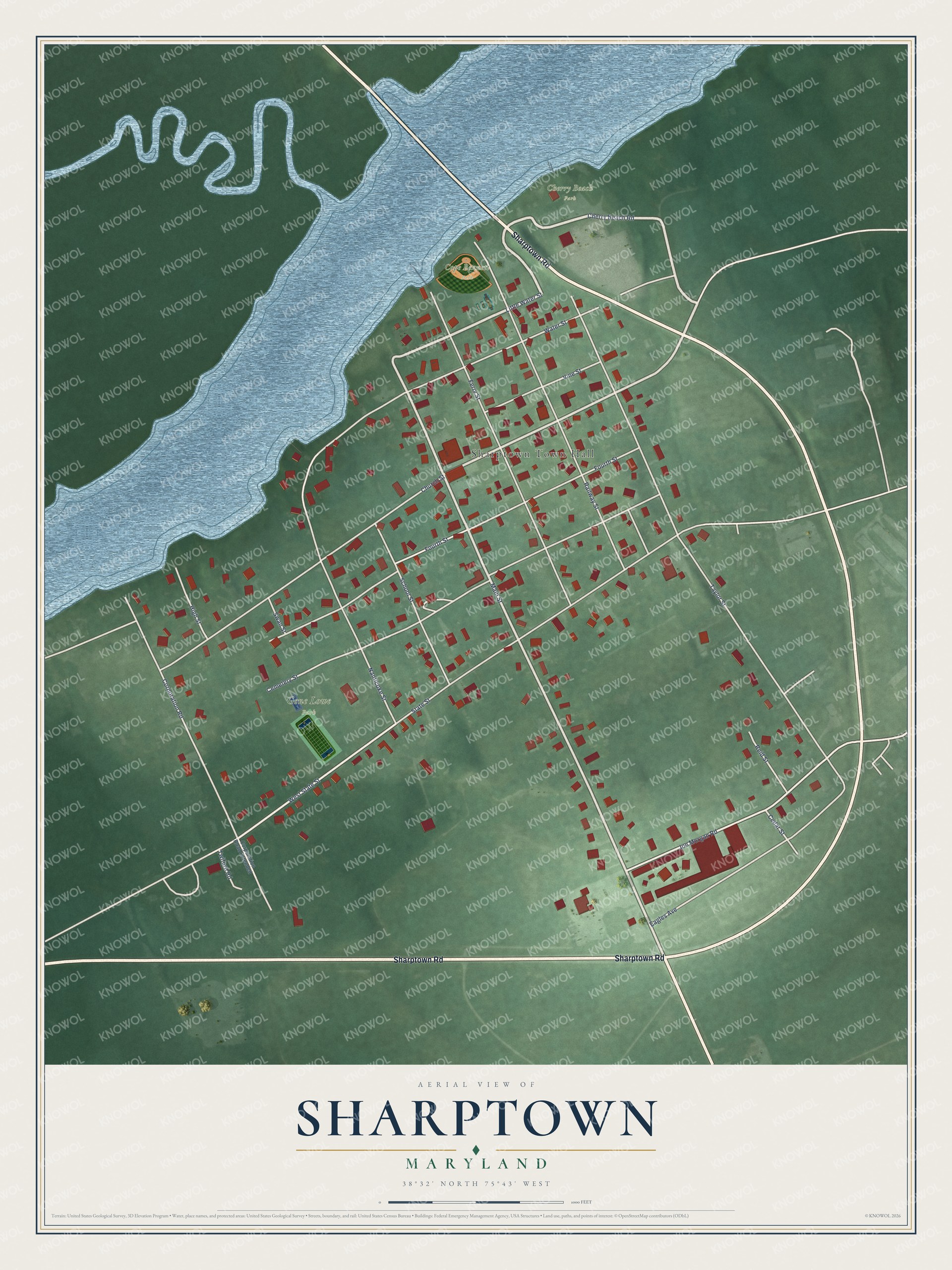 Watermarked full-map preview of Sharptown, Maryland