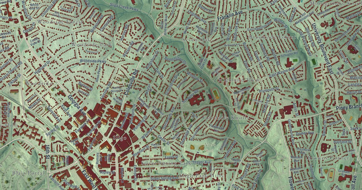 Map of Silver Spring, Maryland in 2026