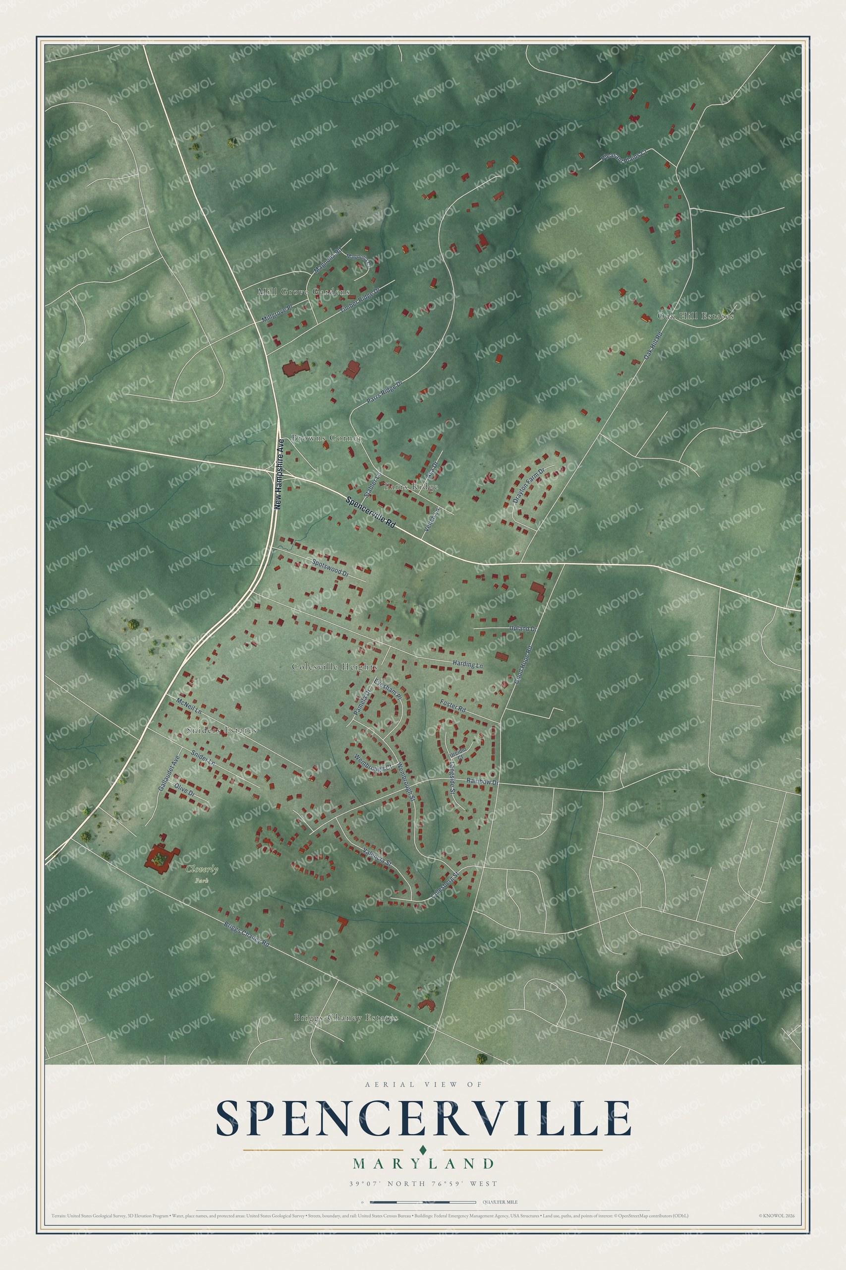 Watermarked full-map preview of Spencerville, Maryland