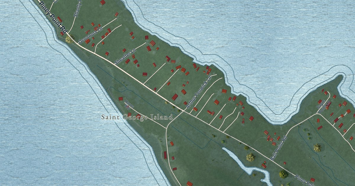 Map of St. George Island, Maryland in 2026