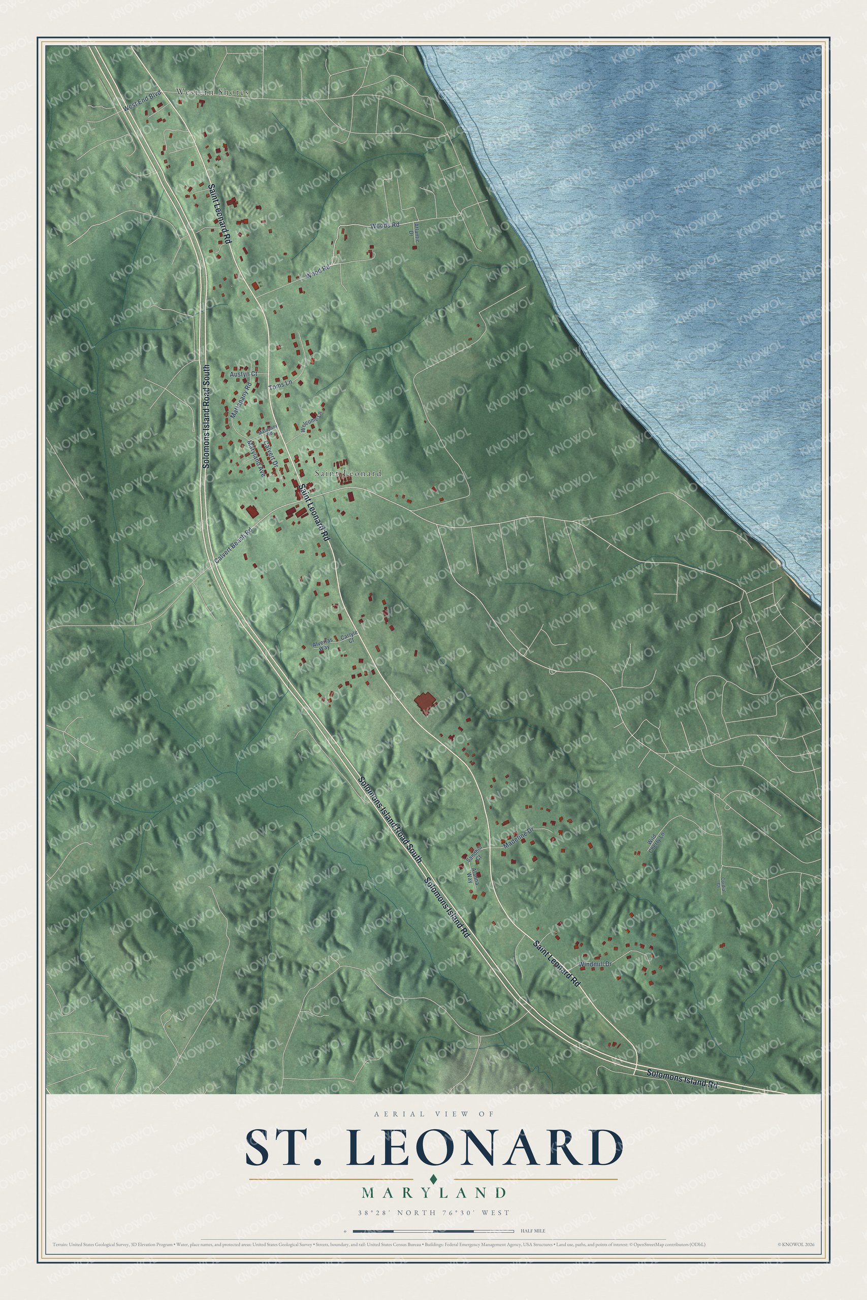 Watermarked full-map preview of St. Leonard, Maryland