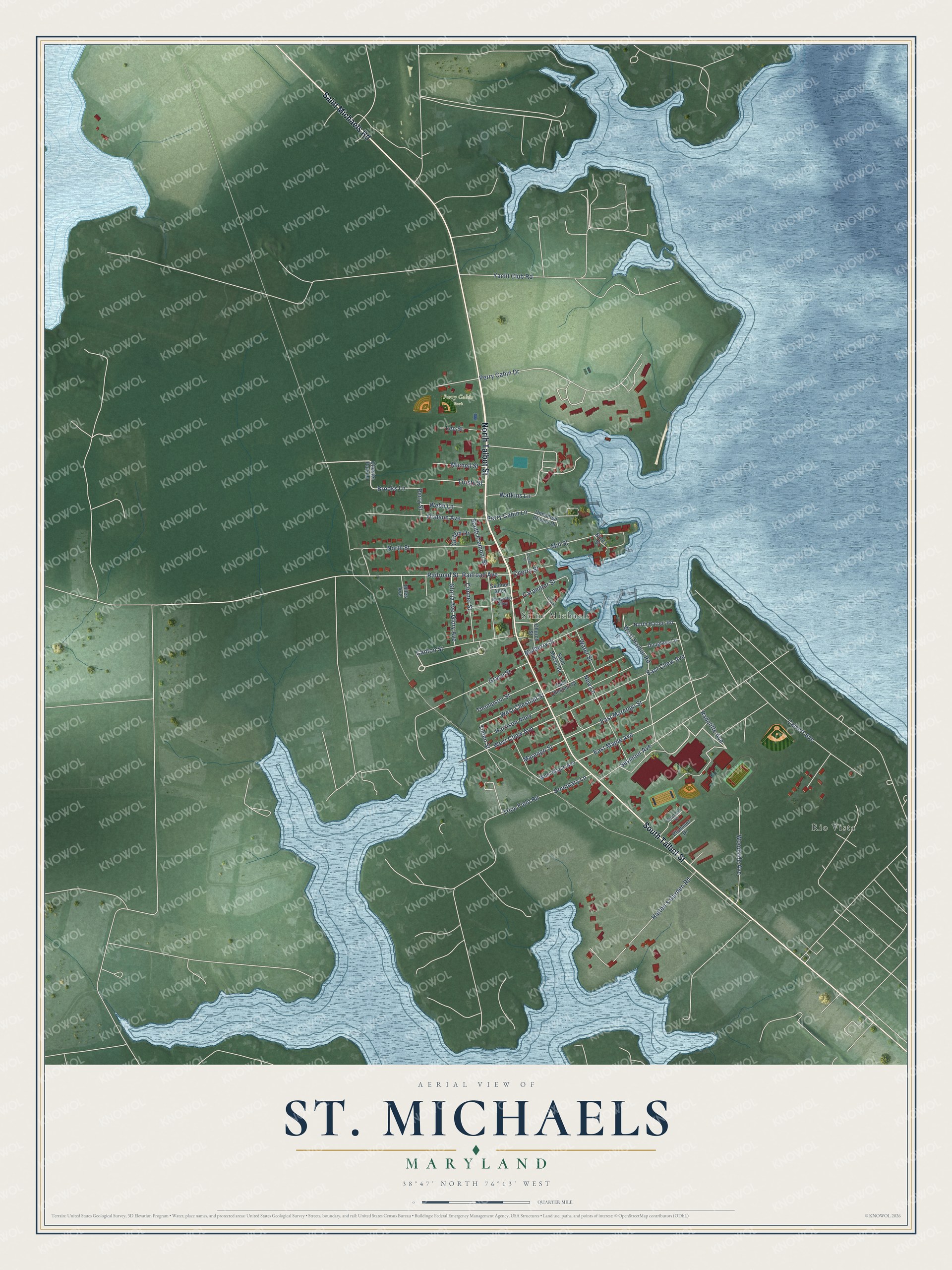 Watermarked full-map preview of St. Michaels, Maryland