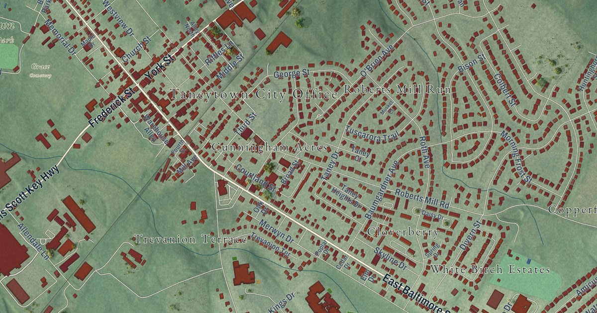 Map of Taneytown, Maryland in 2026