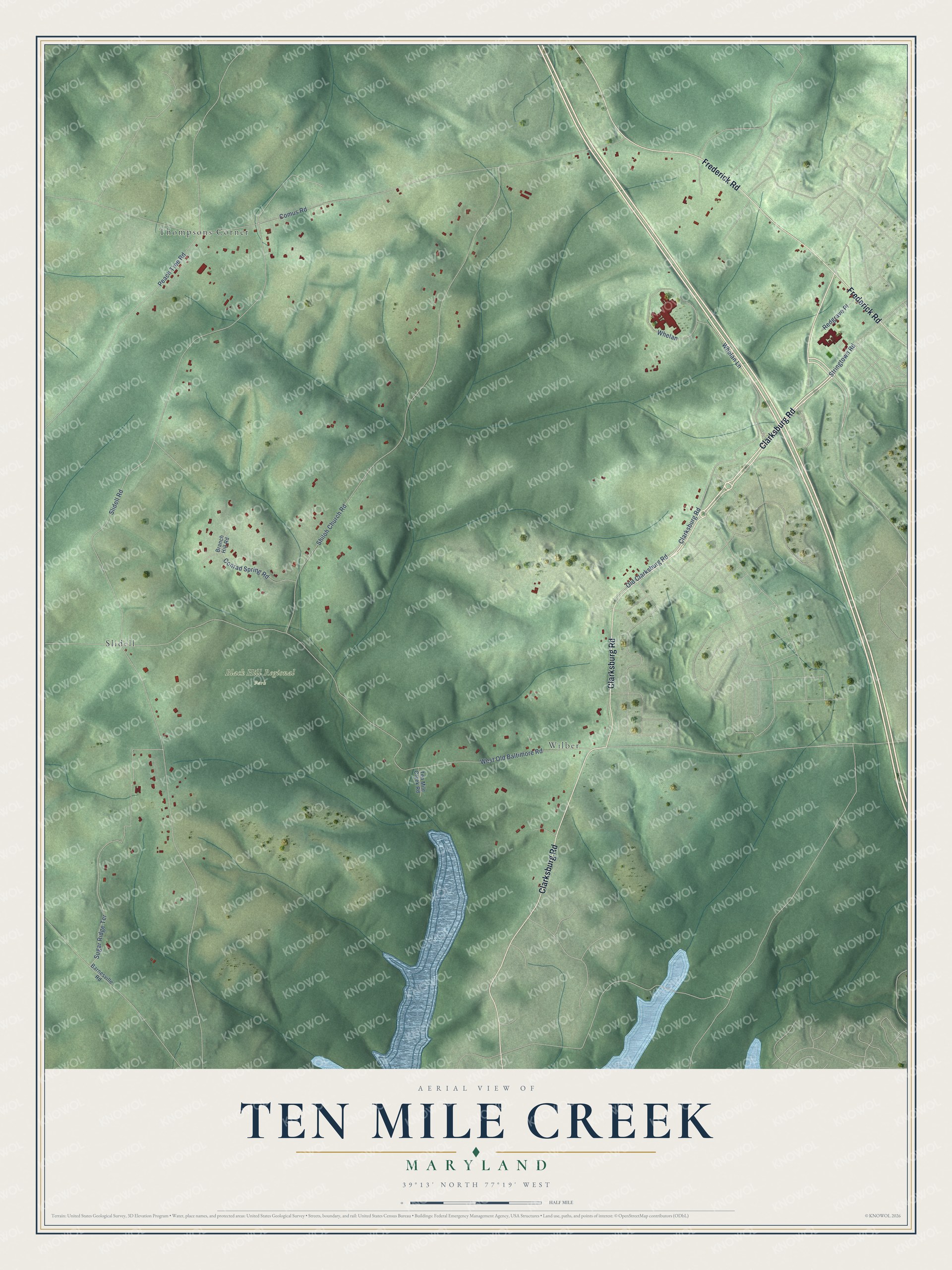 Watermarked full-map preview of Ten Mile Creek, Maryland