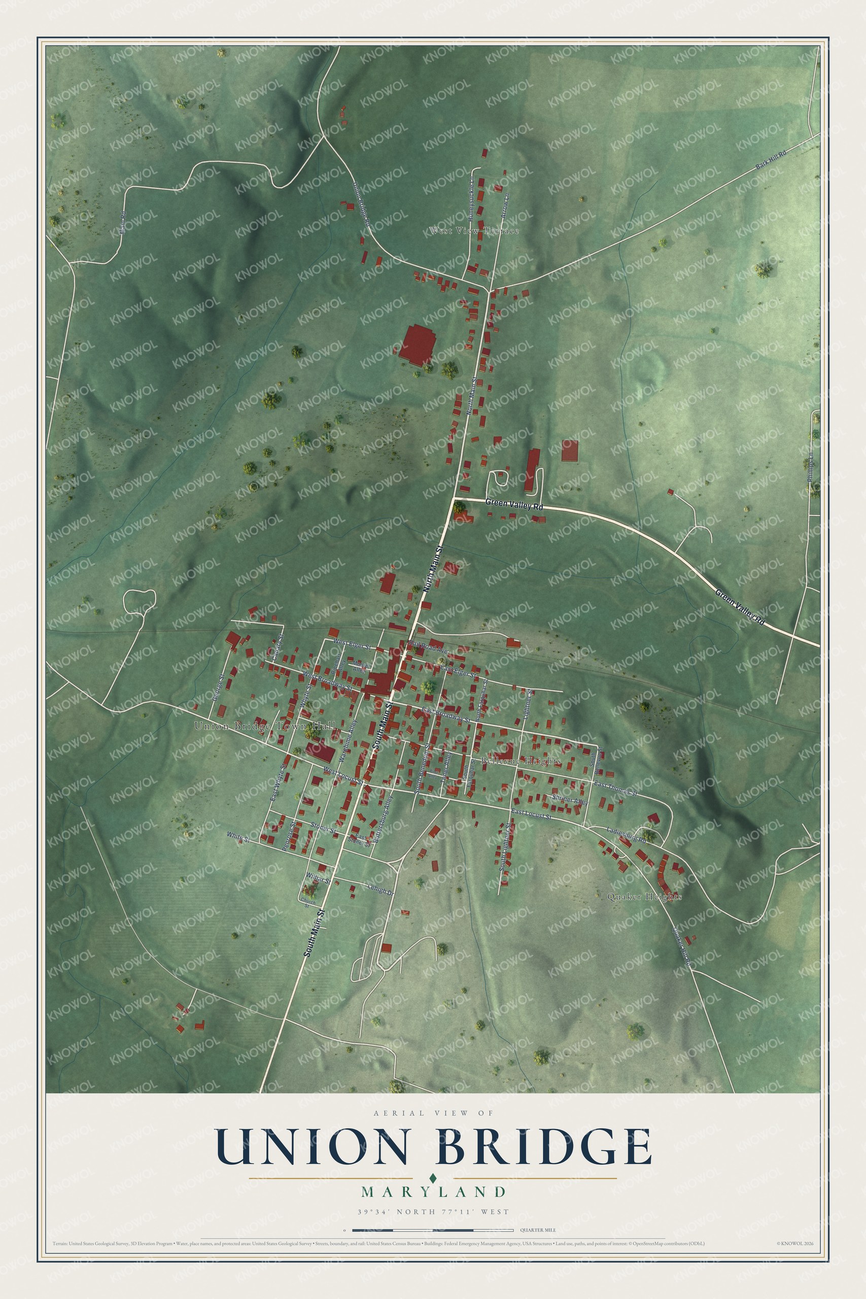 Watermarked full-map preview of Union Bridge, Maryland