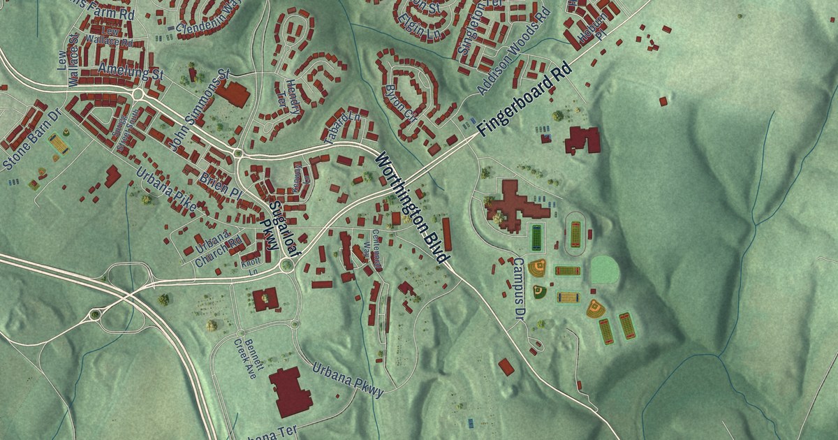 Map of Urbana, Maryland in 2026