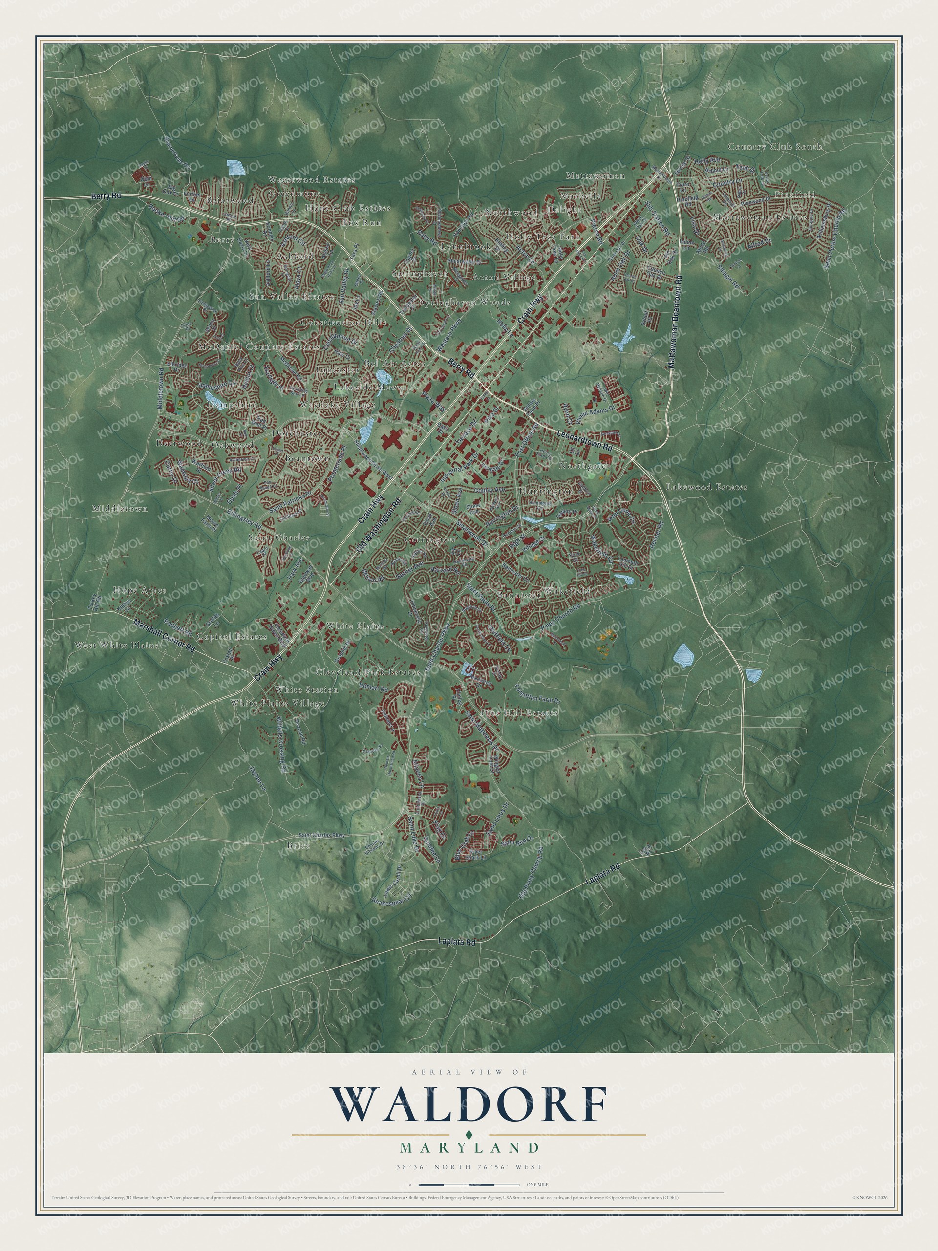 Watermarked full-map preview of Waldorf, Maryland