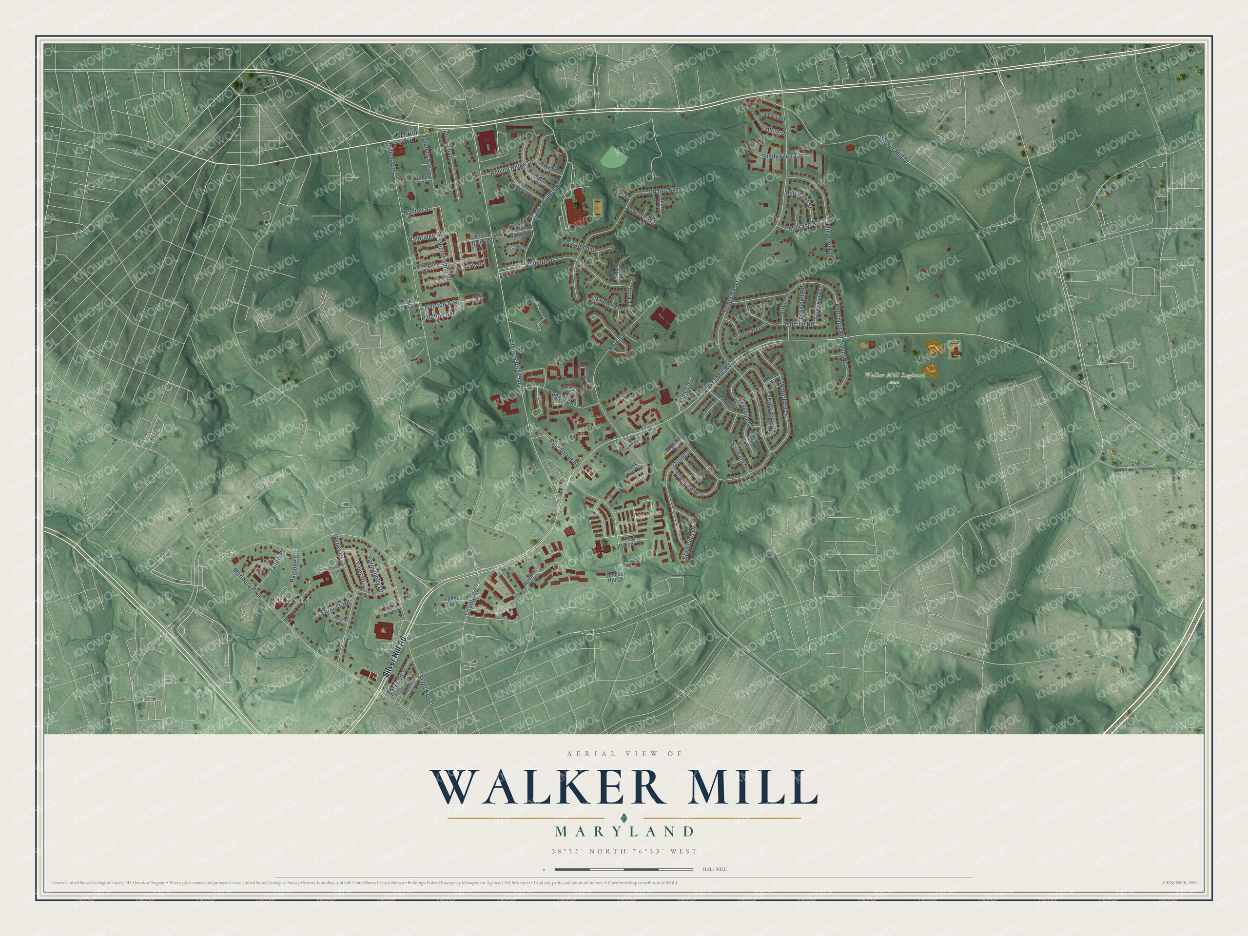 Watermarked full-map preview of Walker Mill, Maryland