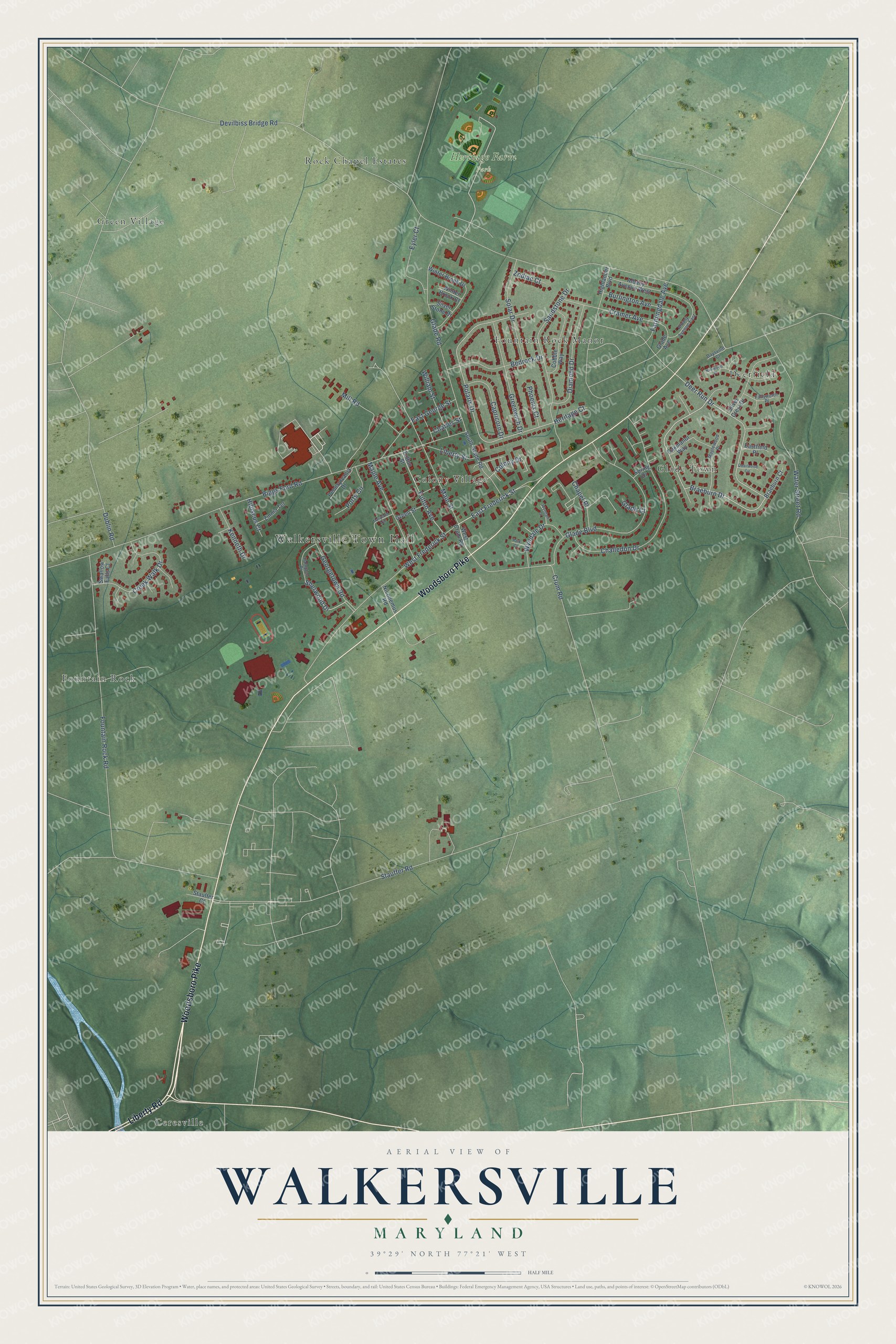 Watermarked full-map preview of Walkersville, Maryland
