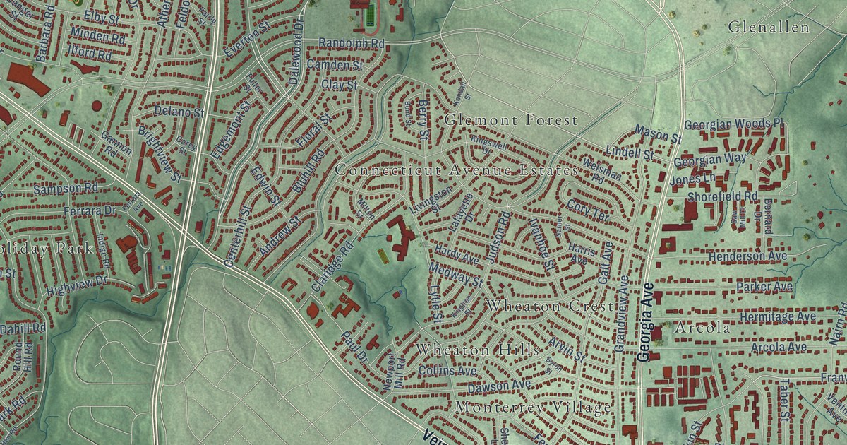 Map of Wheaton, Maryland in 2026