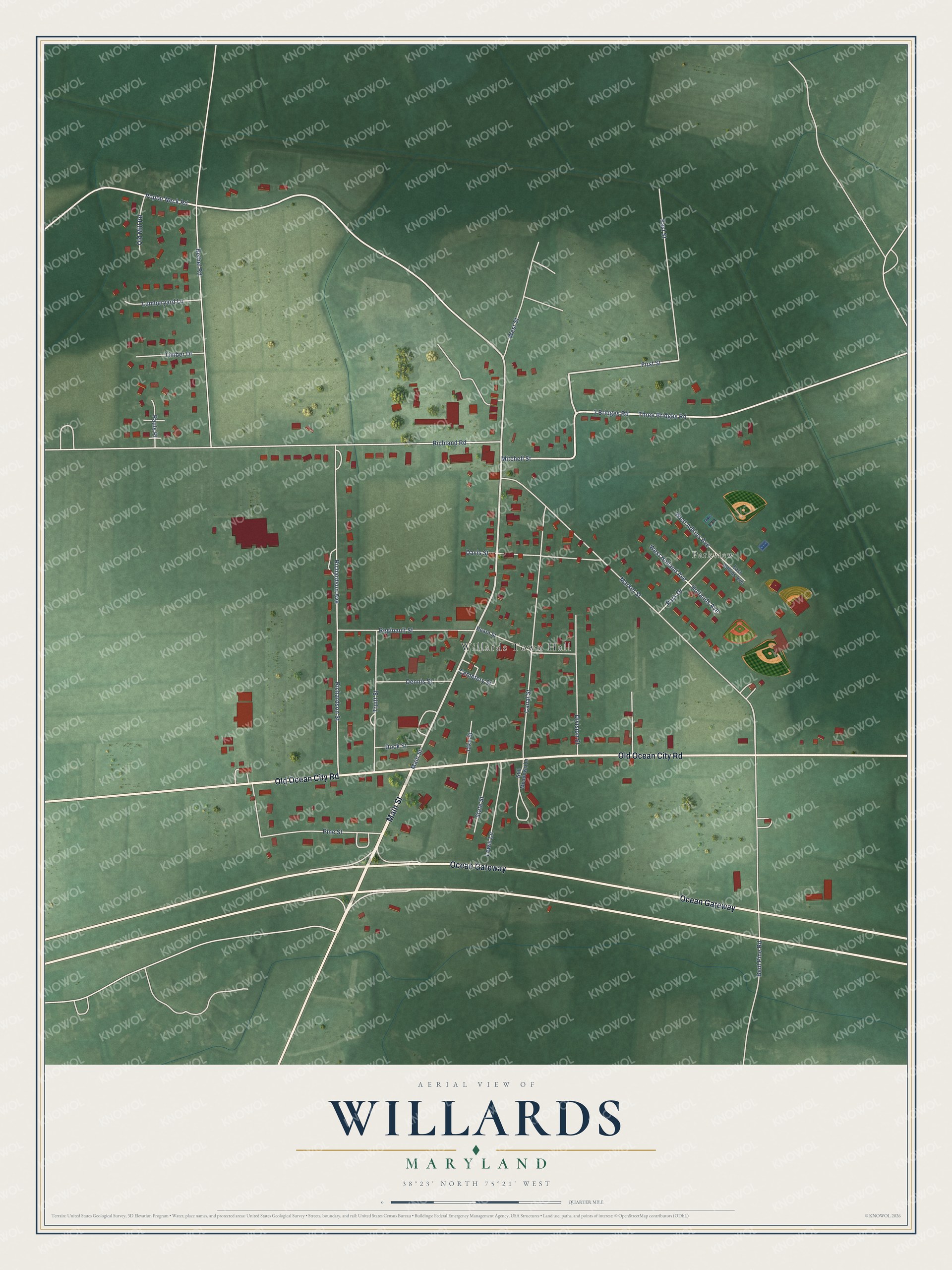 Watermarked full-map preview of Willards, Maryland
