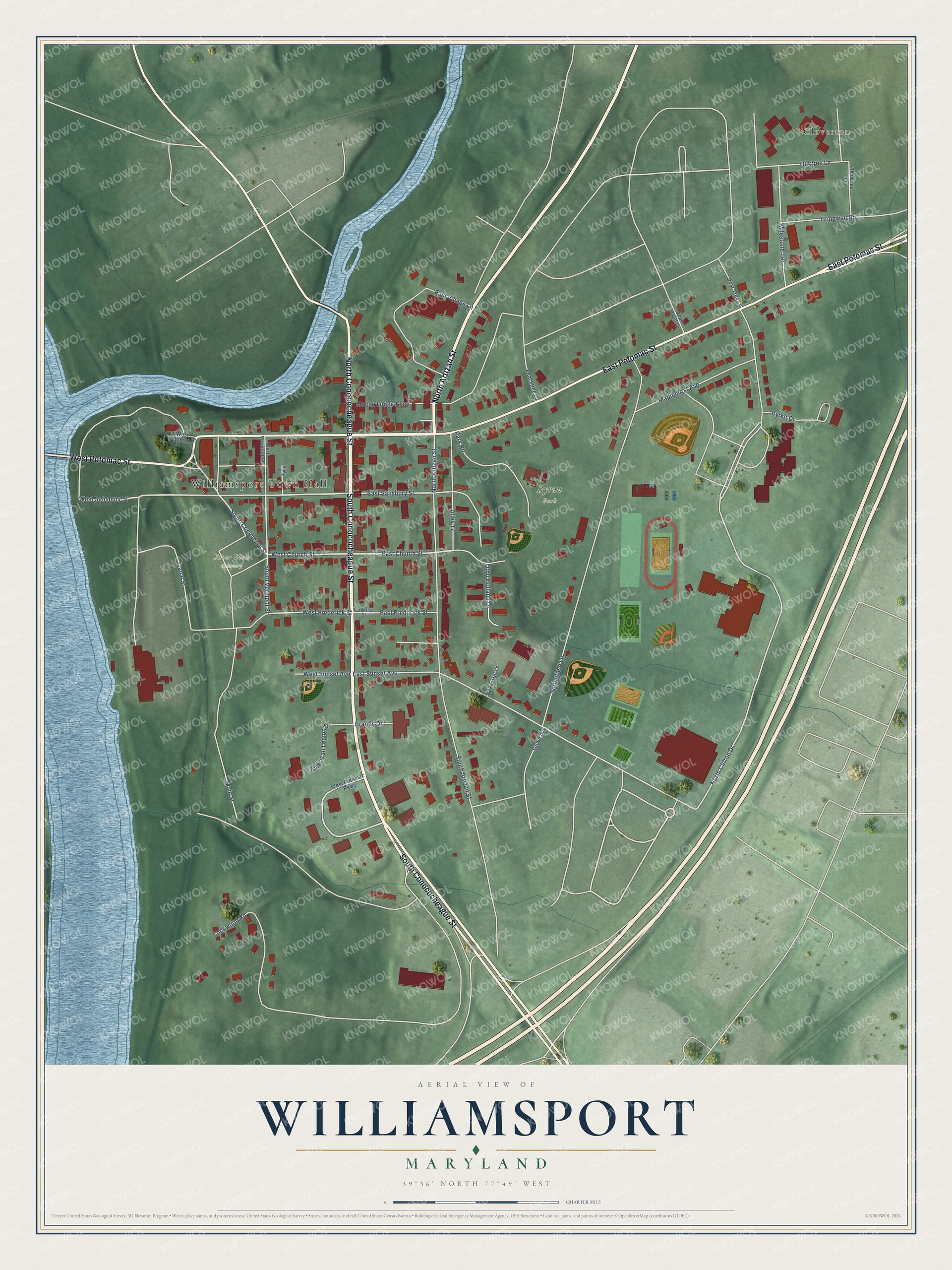 Watermarked full-map preview of Williamsport, Maryland