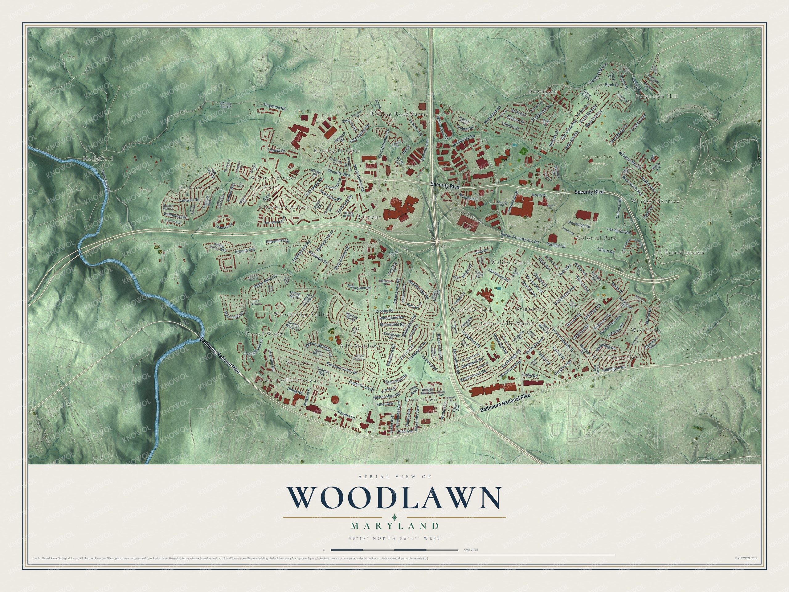 Watermarked full-map preview of Woodlawn, Maryland
