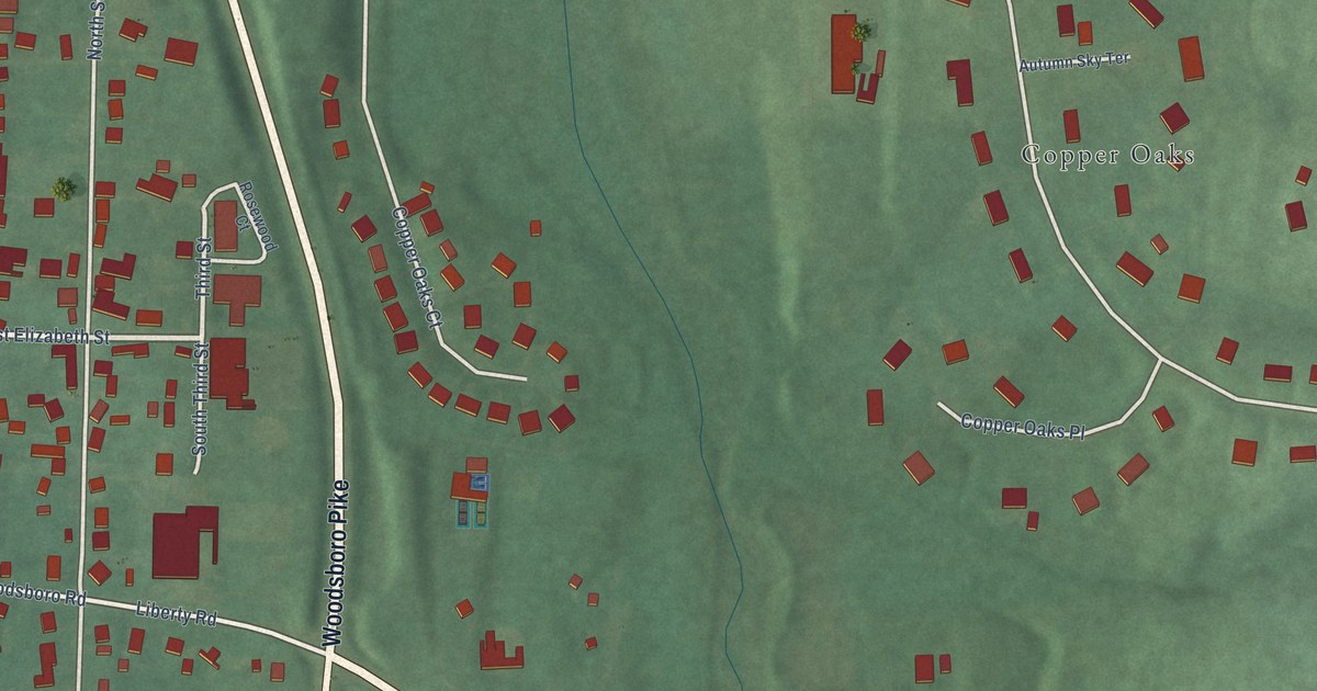Map of Woodsboro, Maryland in 2026