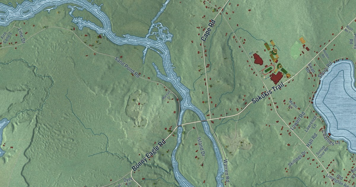 Detailed Map of Bonny Eagle, Maine