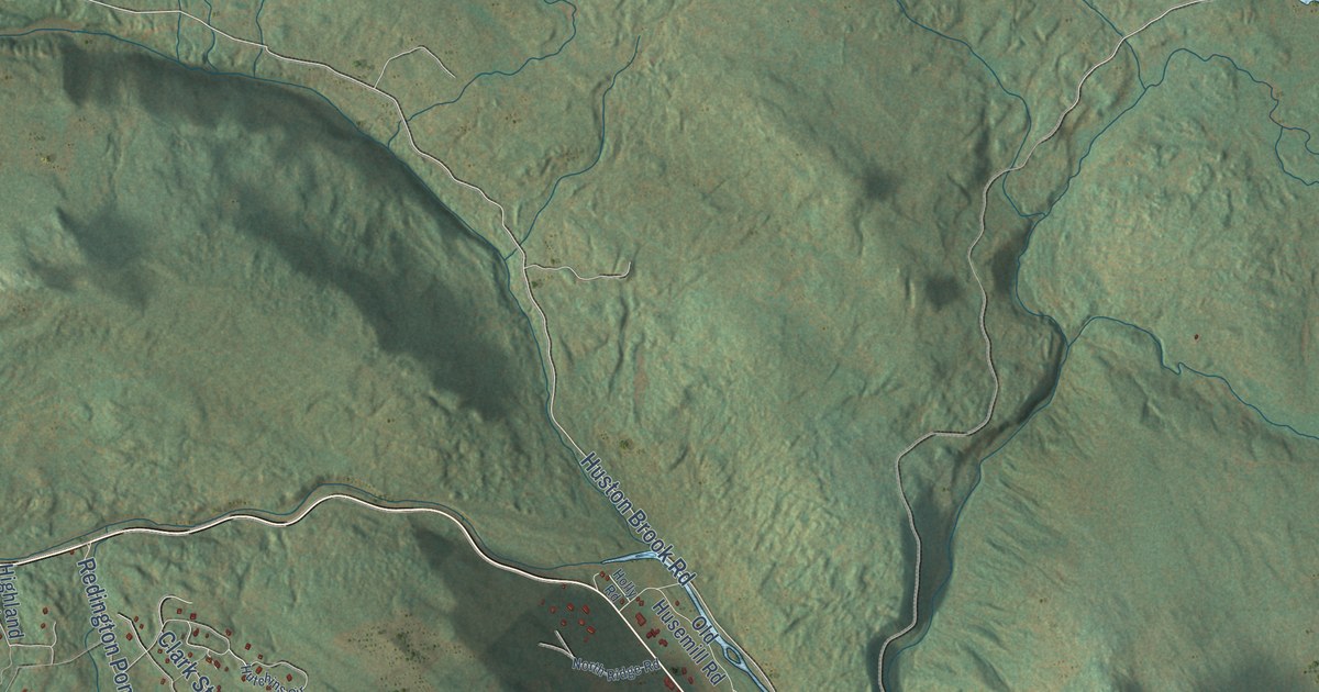 Close-up of streets and buildings in Carrabassett Valley, Maine
