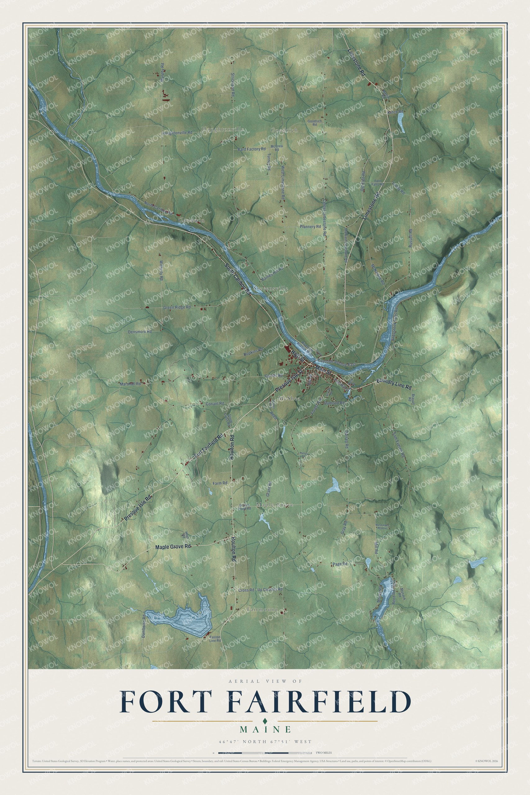 Aerial map with Maple Grove, Fairmount and Lake Christina
