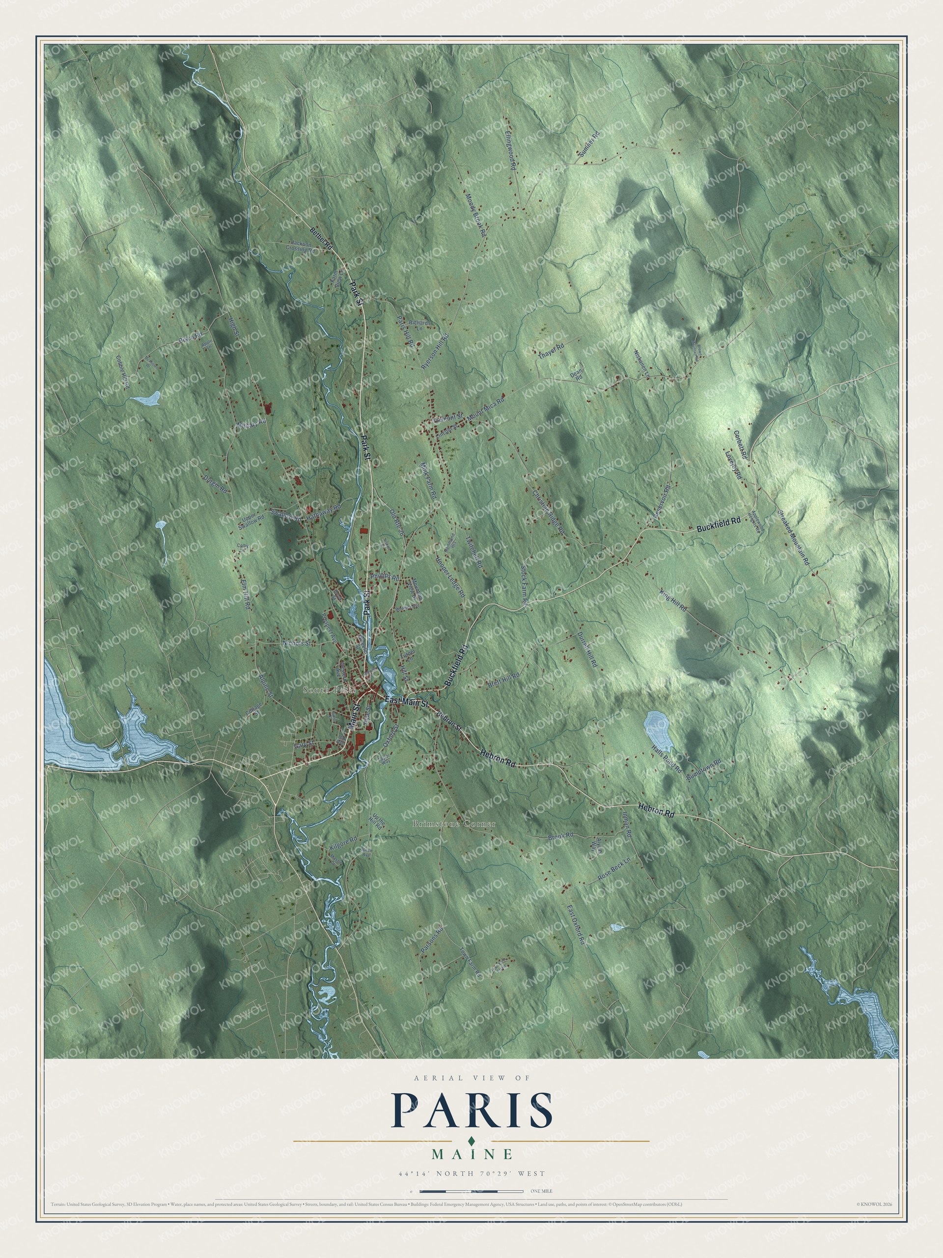 Protected watermarked complete map of Paris, Maine