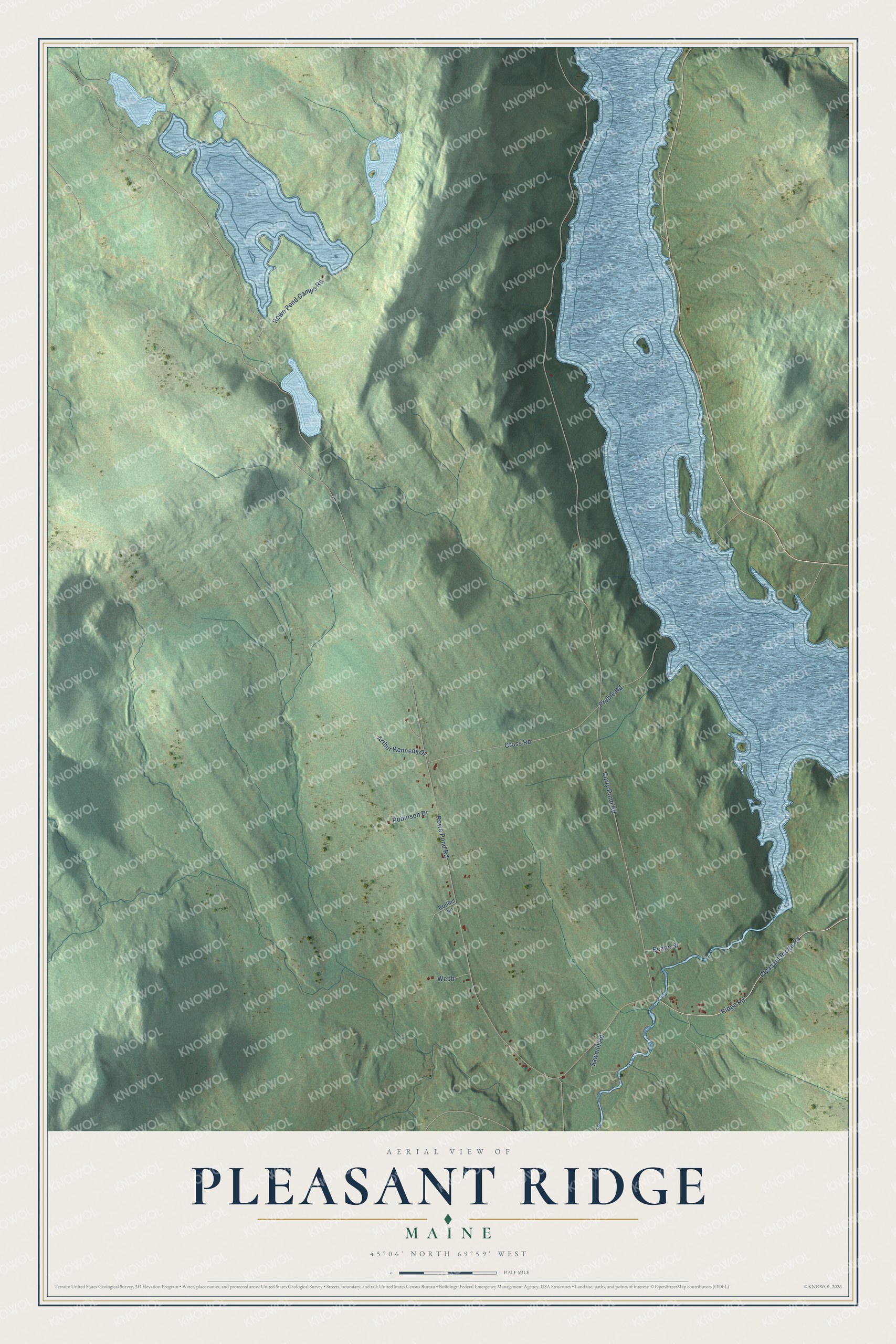 Protected watermarked complete map of Pleasant Ridge, Maine