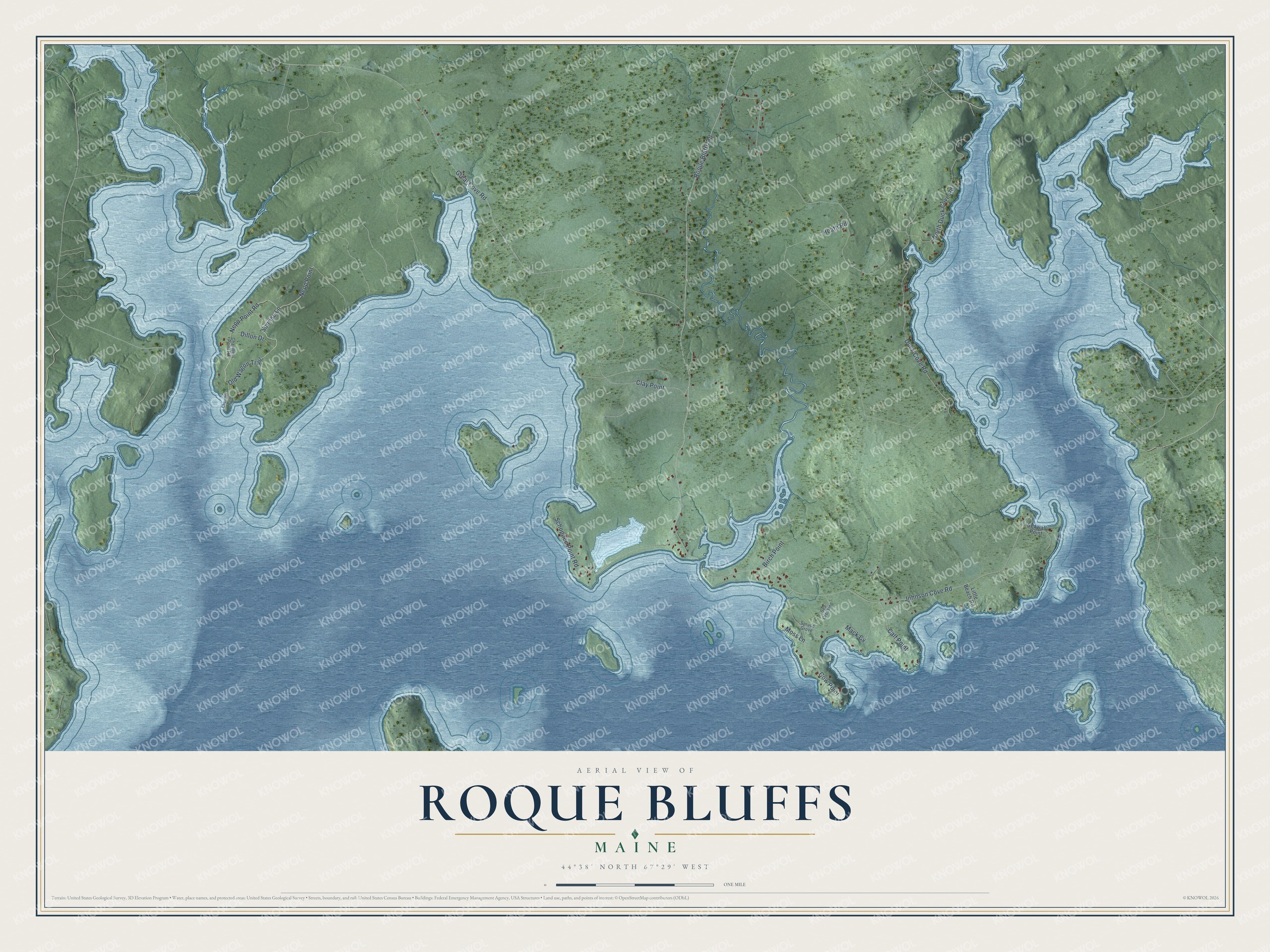 Protected watermarked complete map of Roque Bluffs, Maine