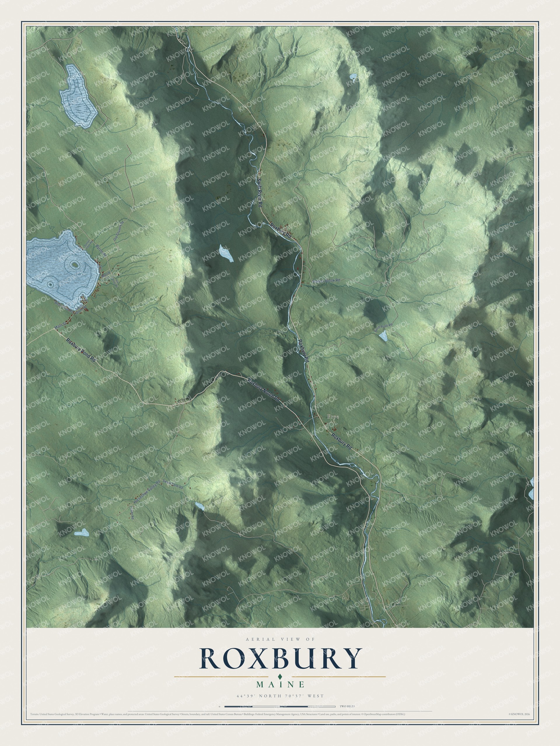 Protected watermarked complete map of Roxbury, Maine