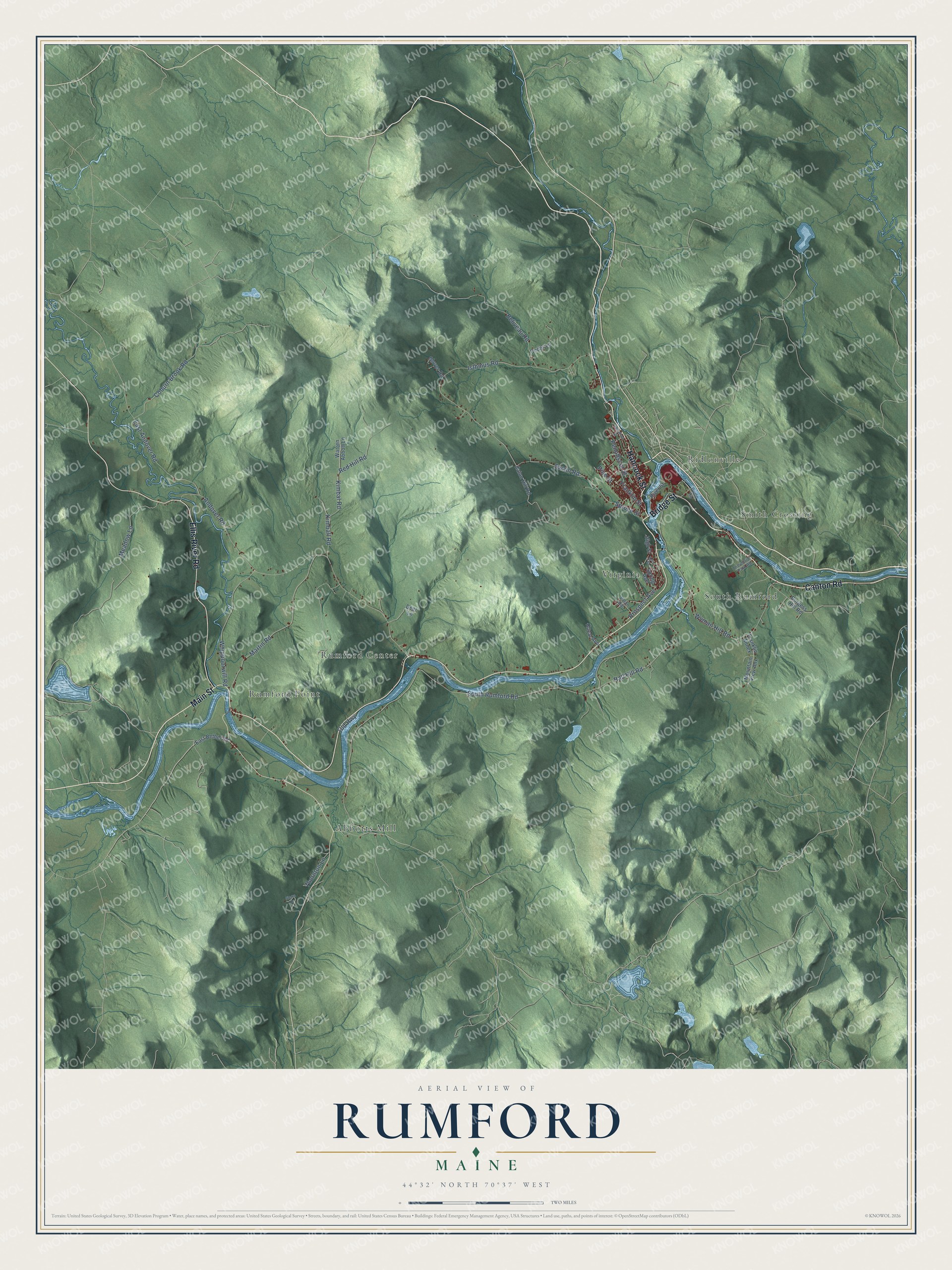 Protected watermarked complete map of Rumford, Maine